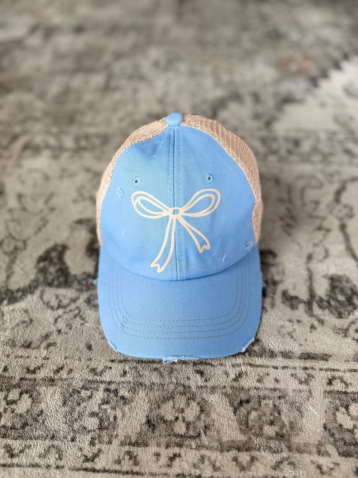 Canvas Bow Embroidered Cap