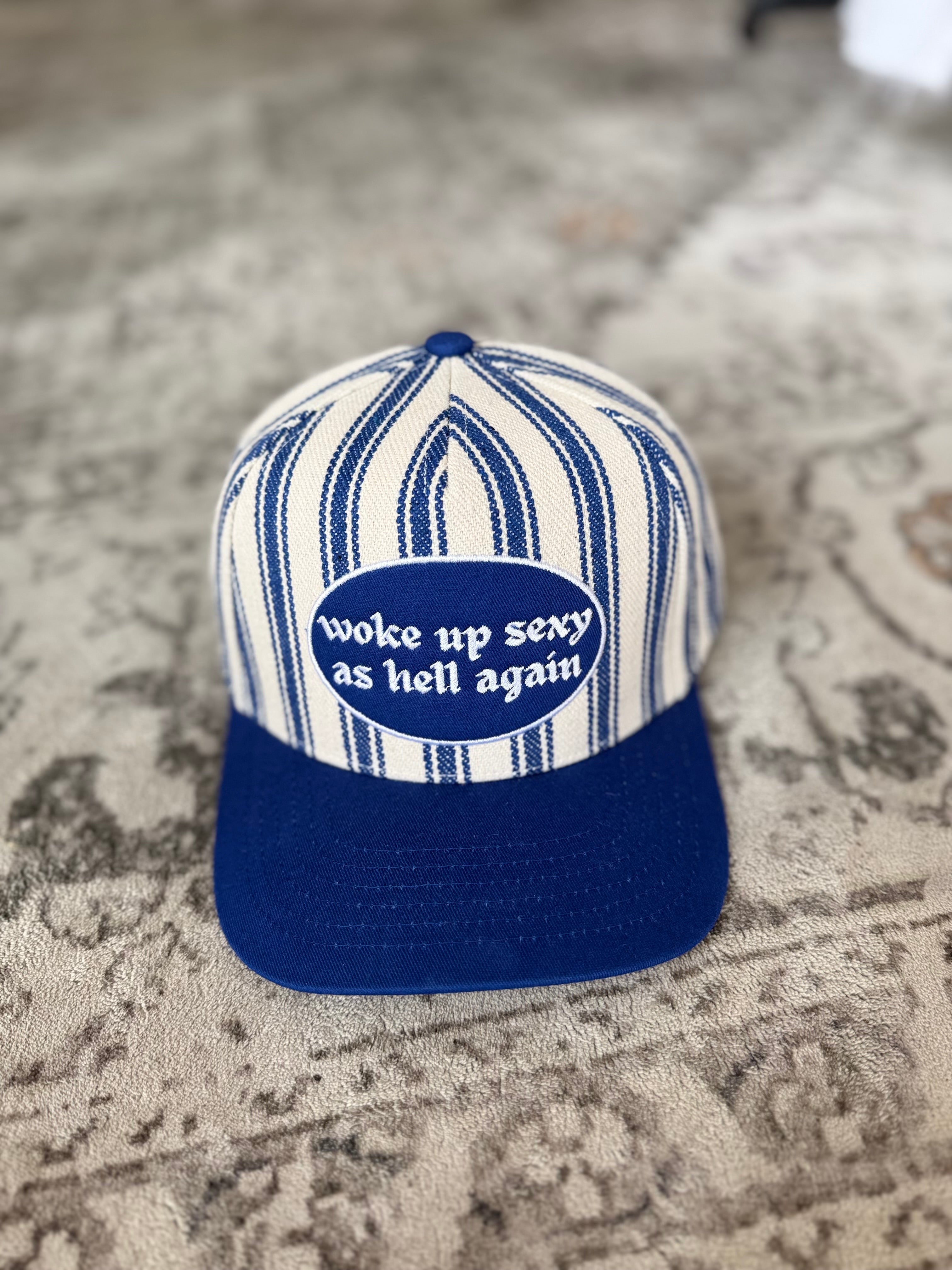 Woke Up Sexy Striped Trucker Hat