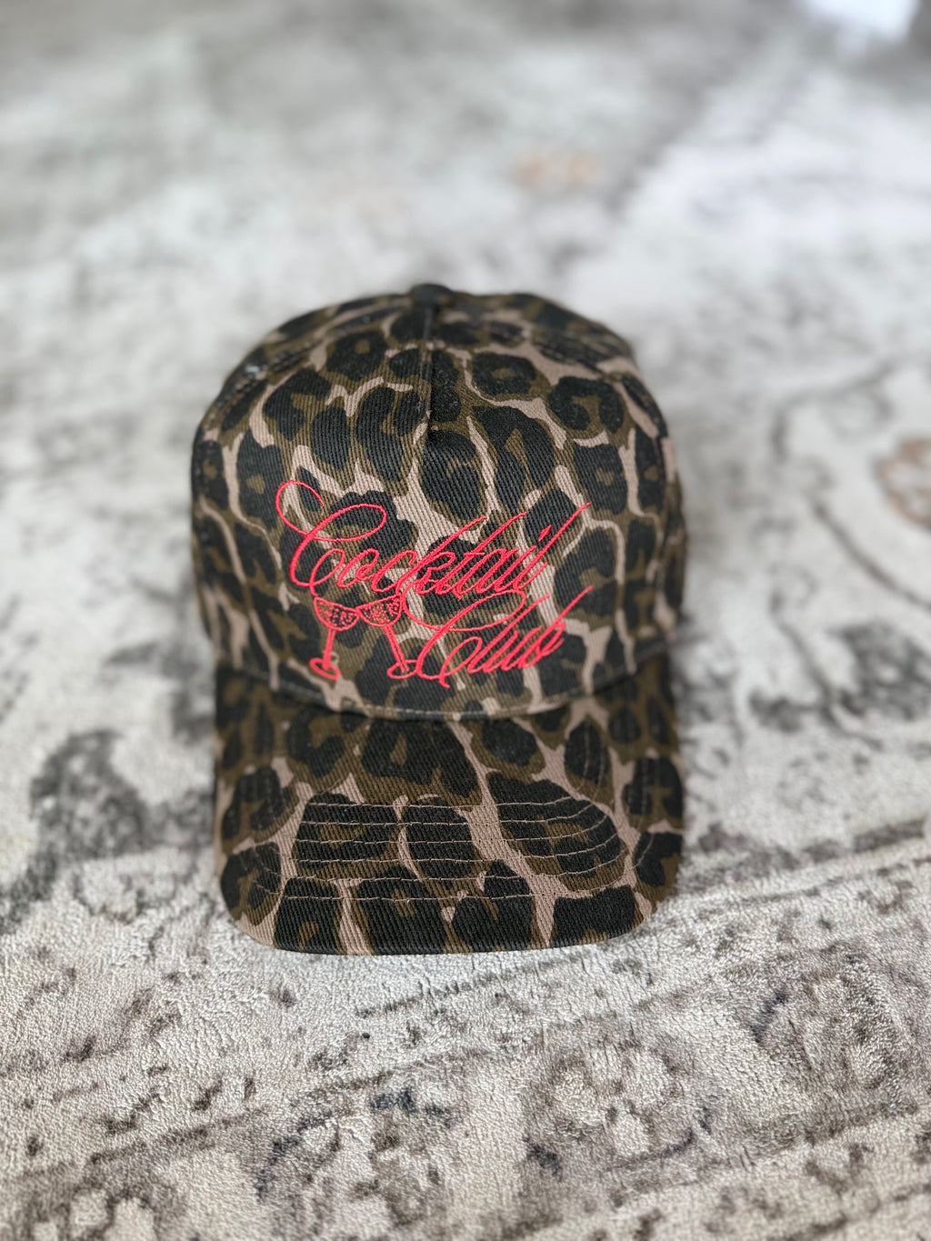 Cocktail Club Leopard Vintage Trucker Hat