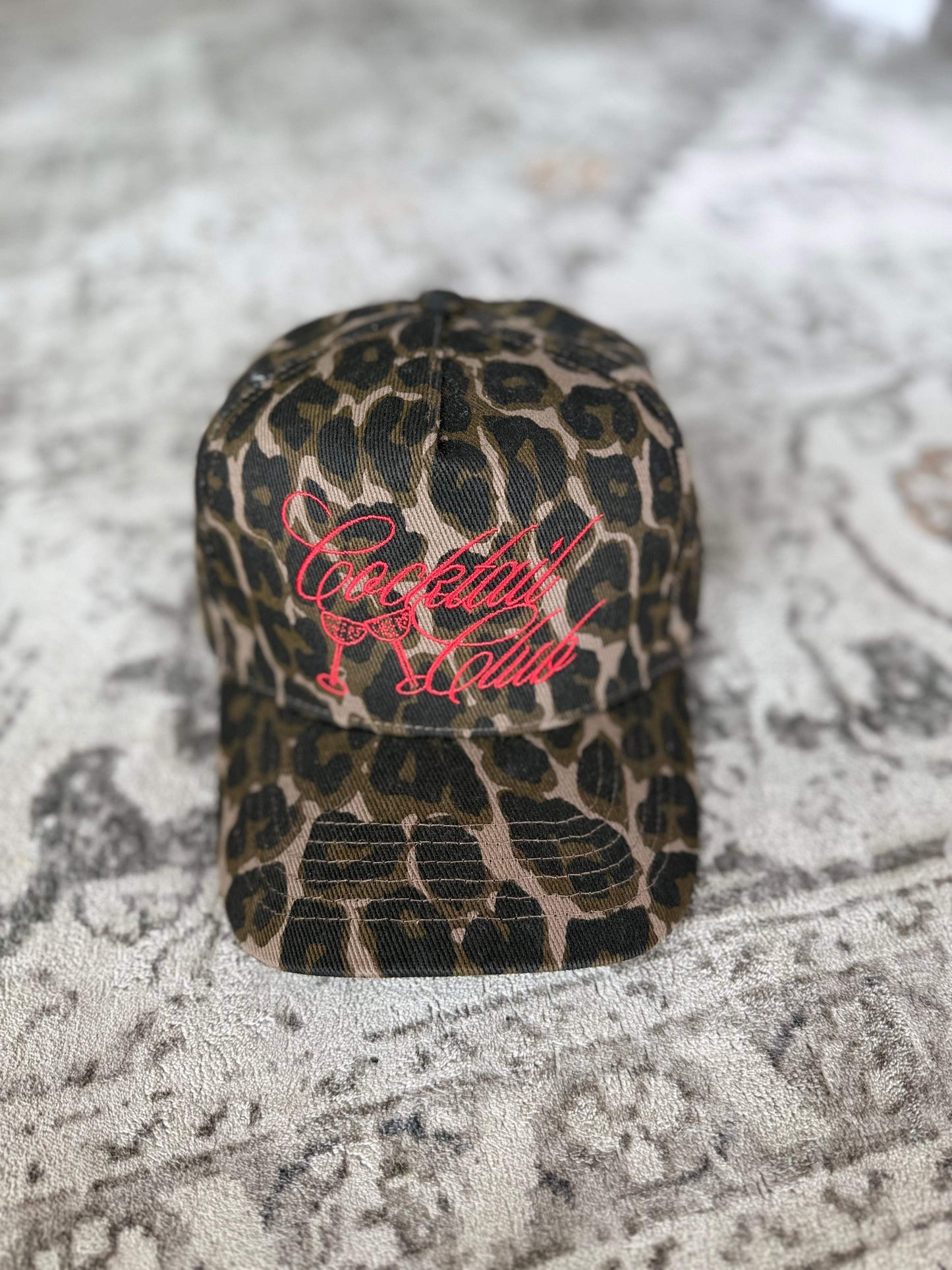 Cocktail Club Leopard Vintage Trucker Hat