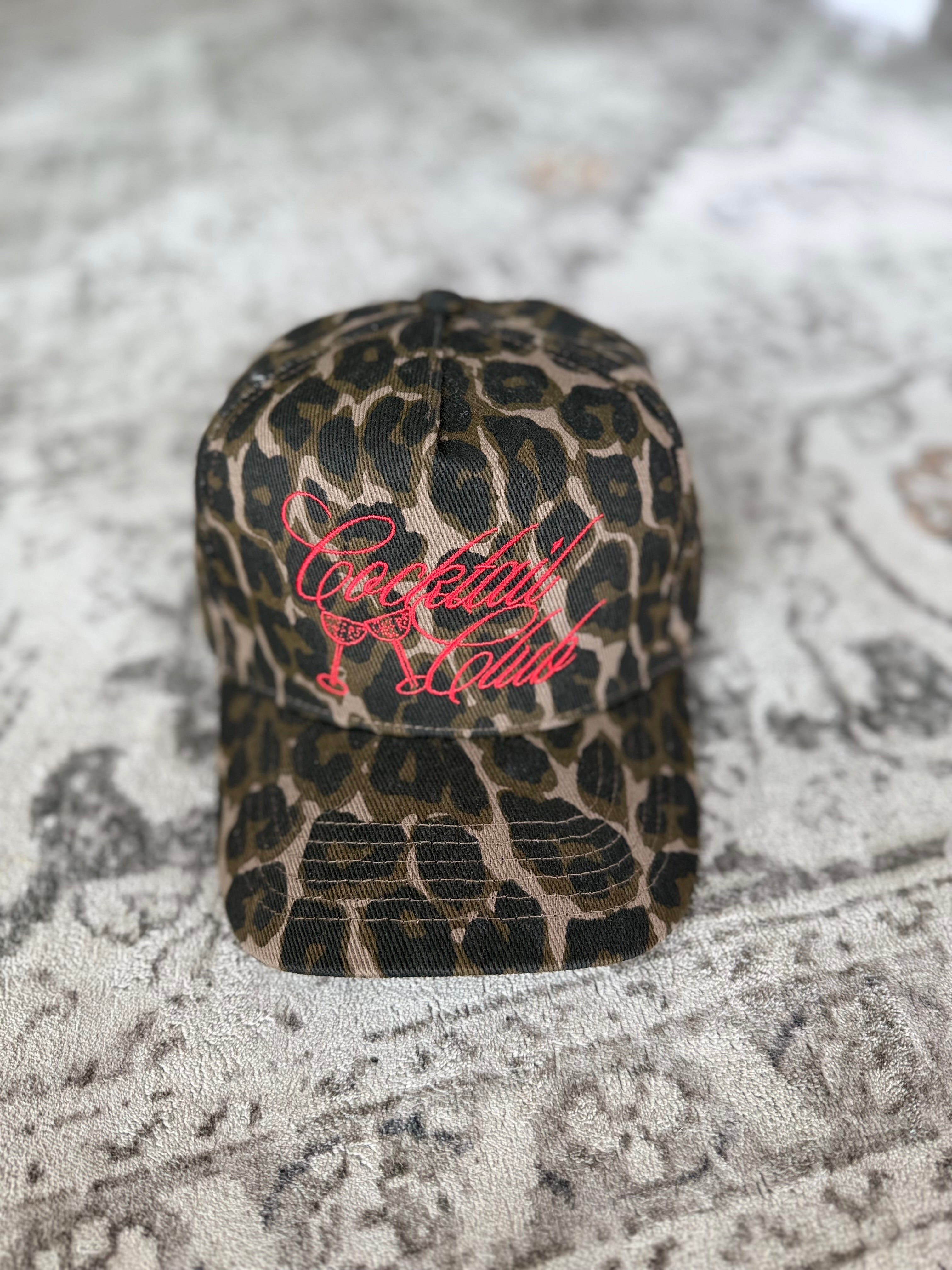 Cocktail Club Leopard Vintage Trucker Hat