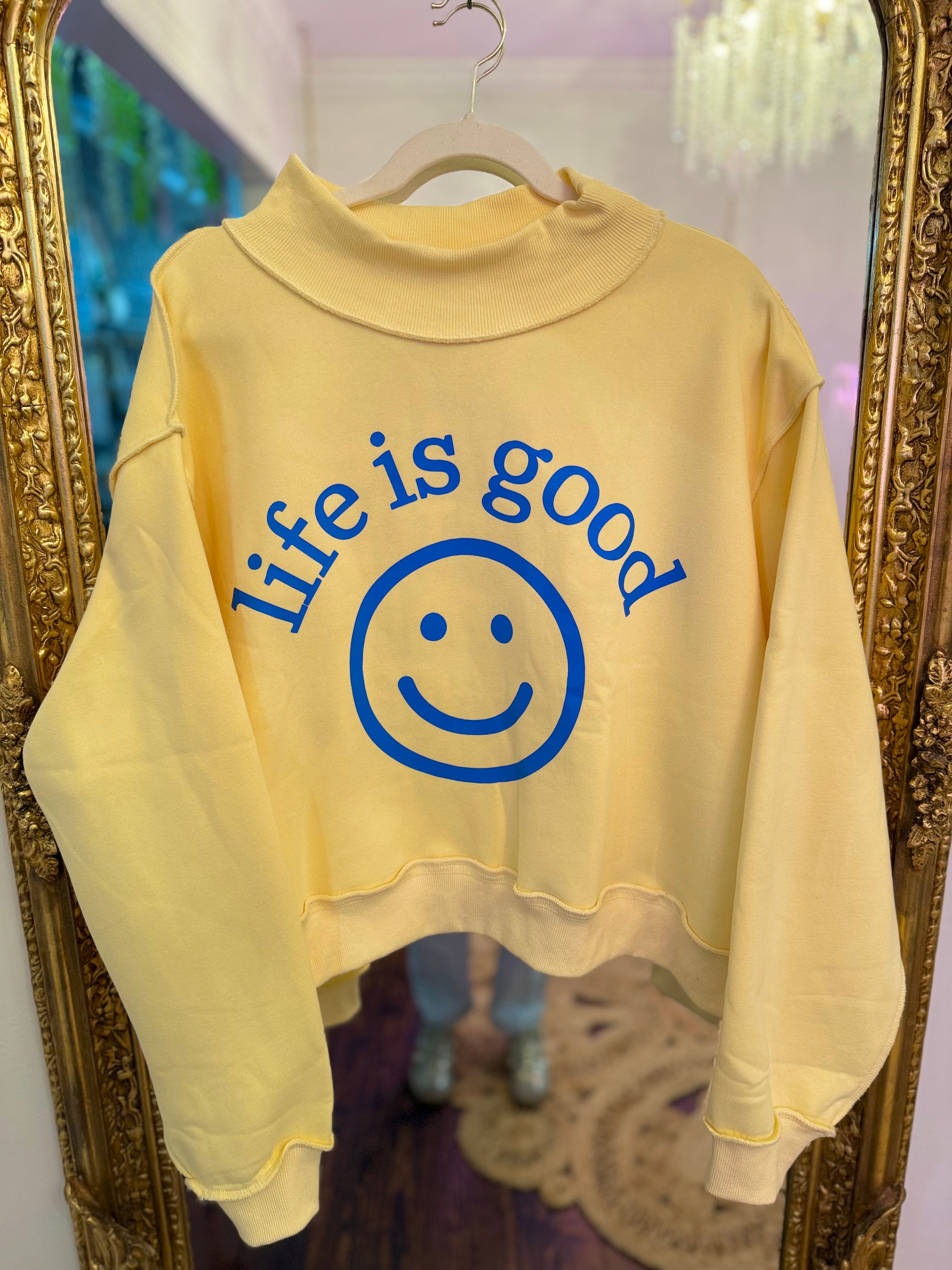 Life Is Good Reversible Mock Neck Sweatshirt