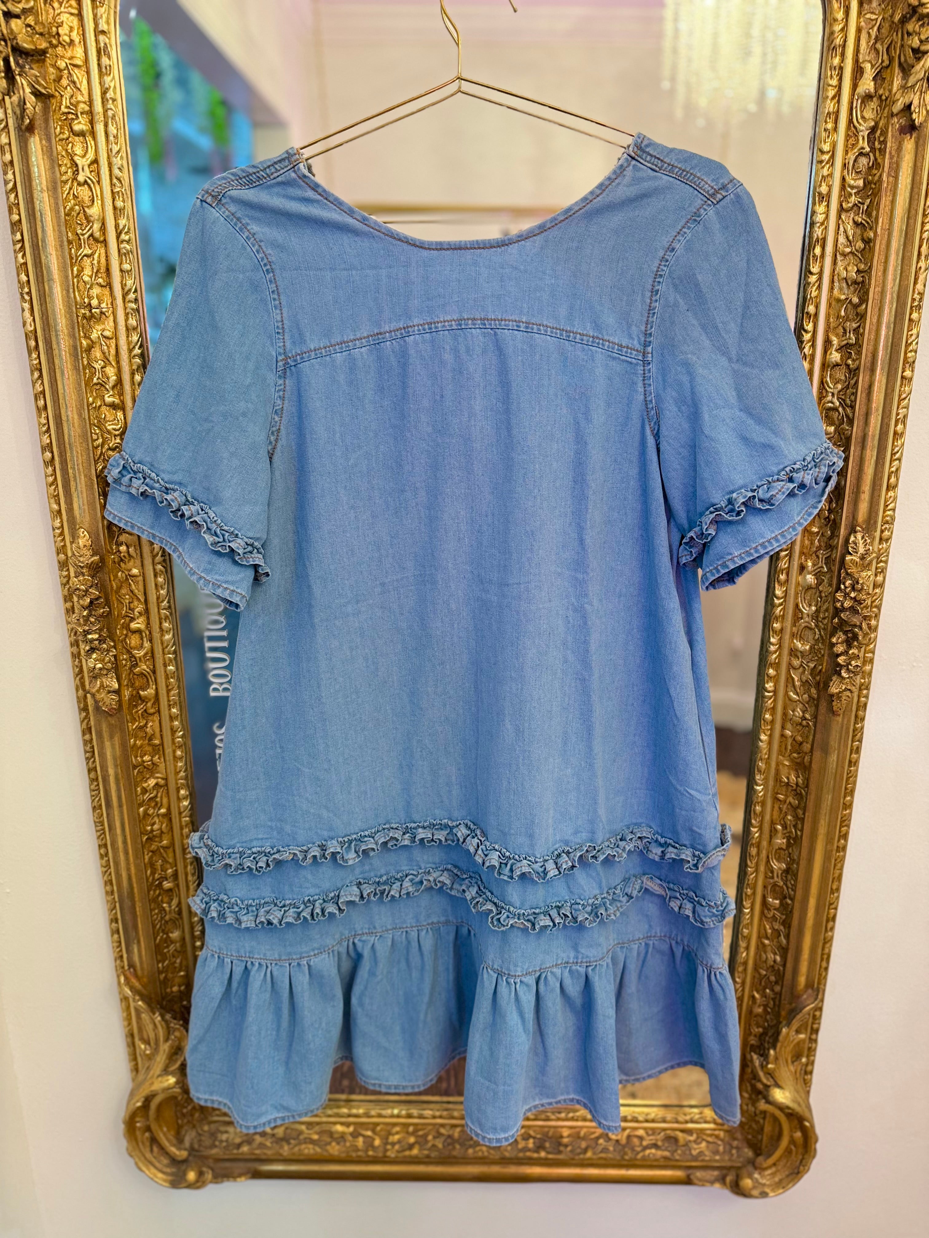 Paulie Ruffle Denim Dress