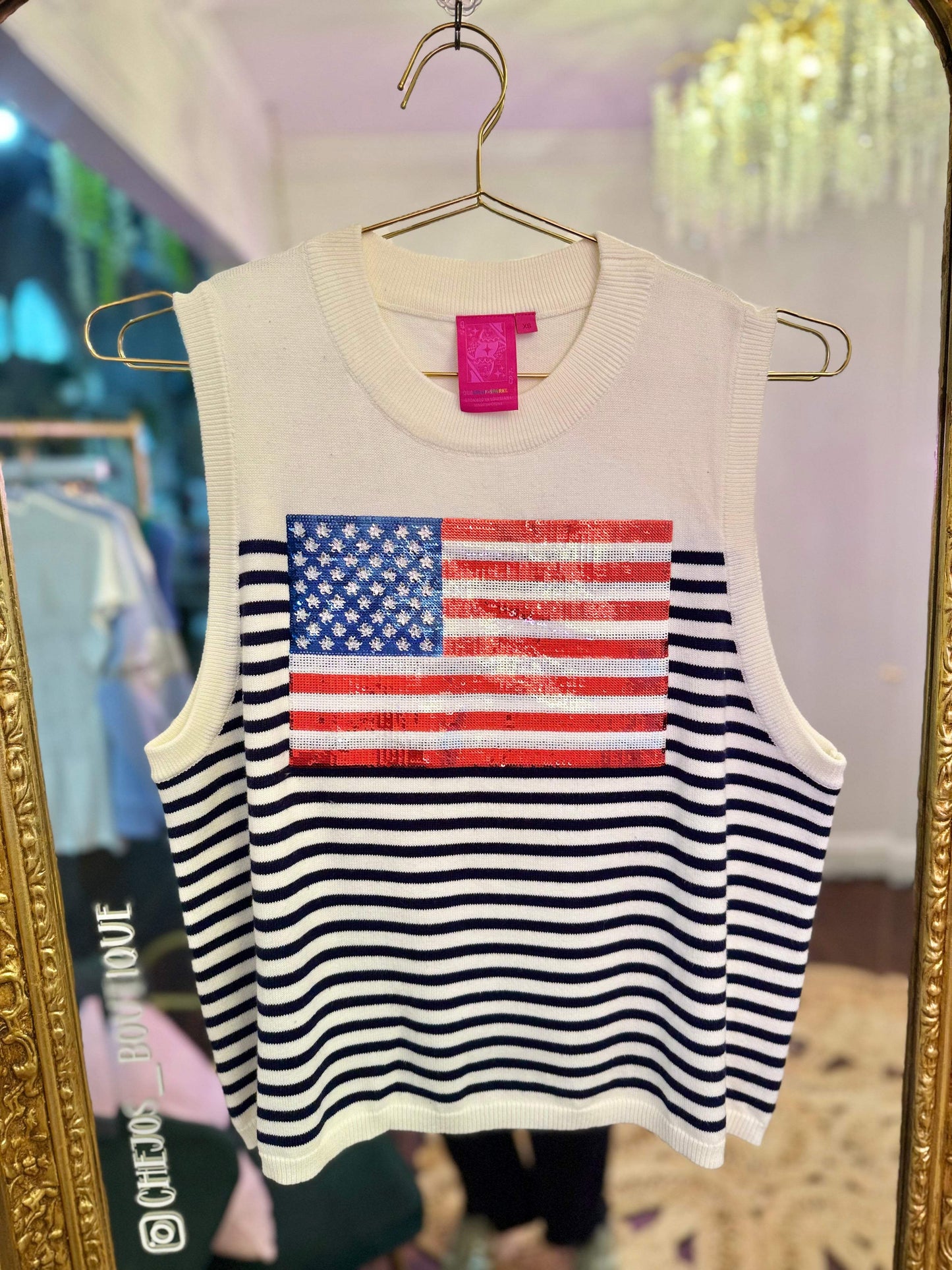 Knit American Flag Stripe Tank | Queen of Sparkles