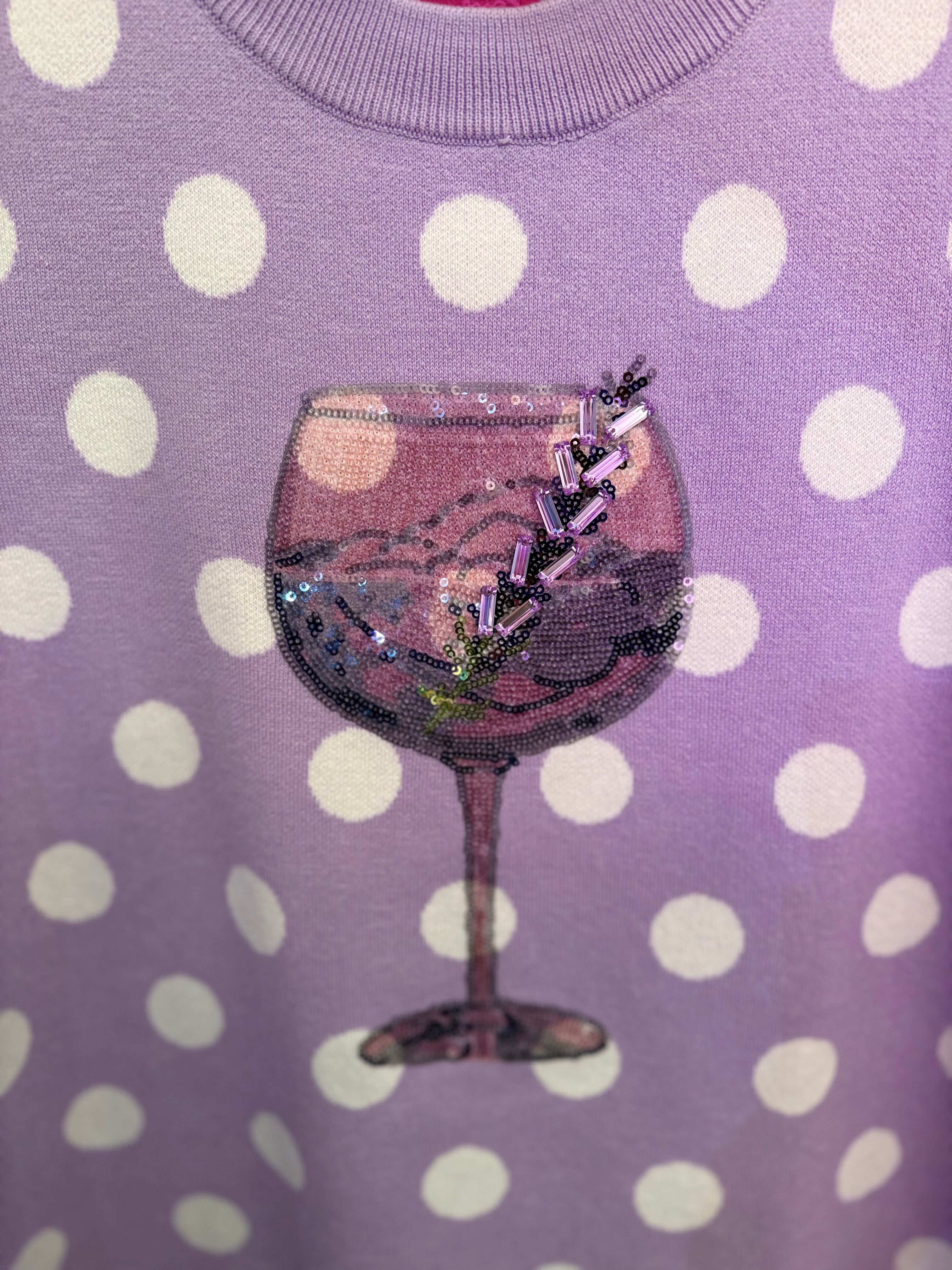 Purple & White Polka Dot Cocktail Knit Tank | Queen of Sparkles