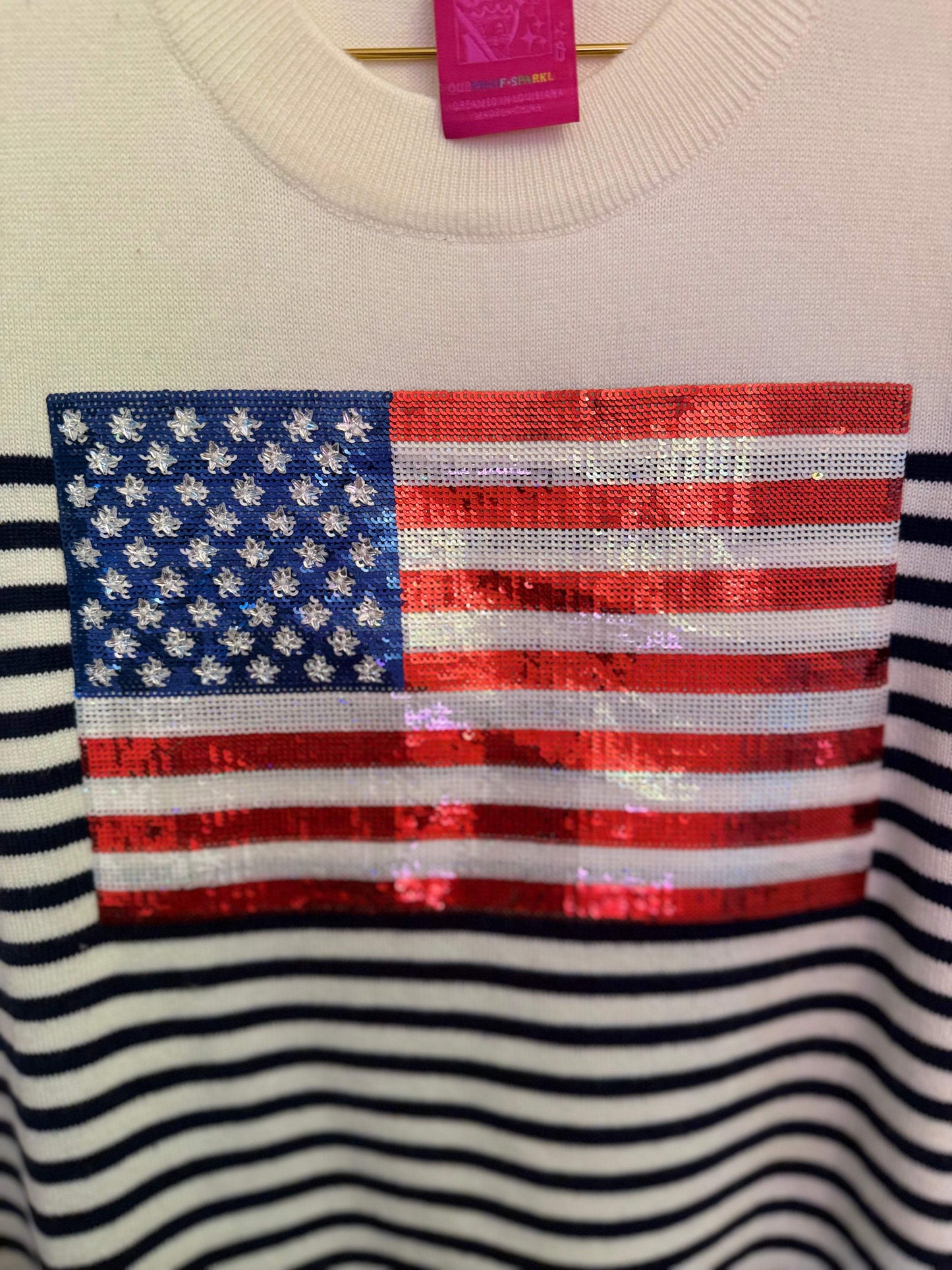 Knit American Flag Stripe Tank | Queen of Sparkles