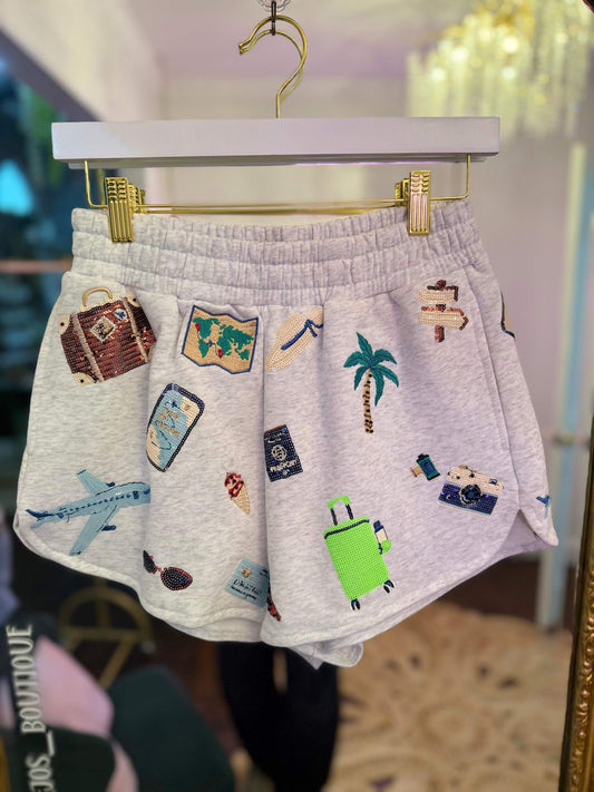 Grey Multi Travel Icon Short | Queen of Sparkles