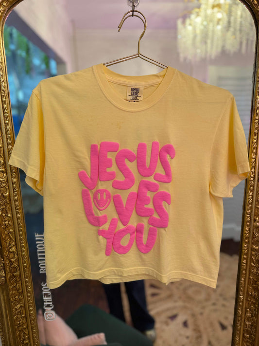 Jesus Loves You Puff Cropped Tee