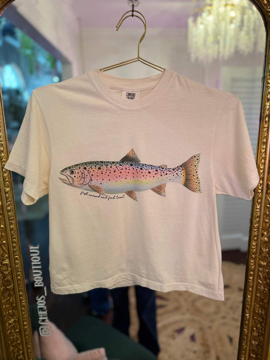 Fish Around & Find Trout Crop Top | PLUS SIZE AVAILABLE