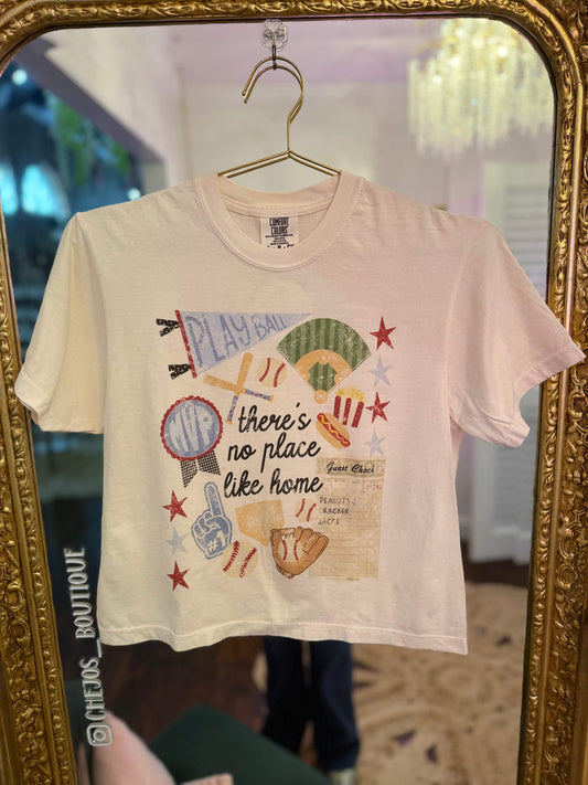 No Place Like Home Baseball Collage Crop Tee