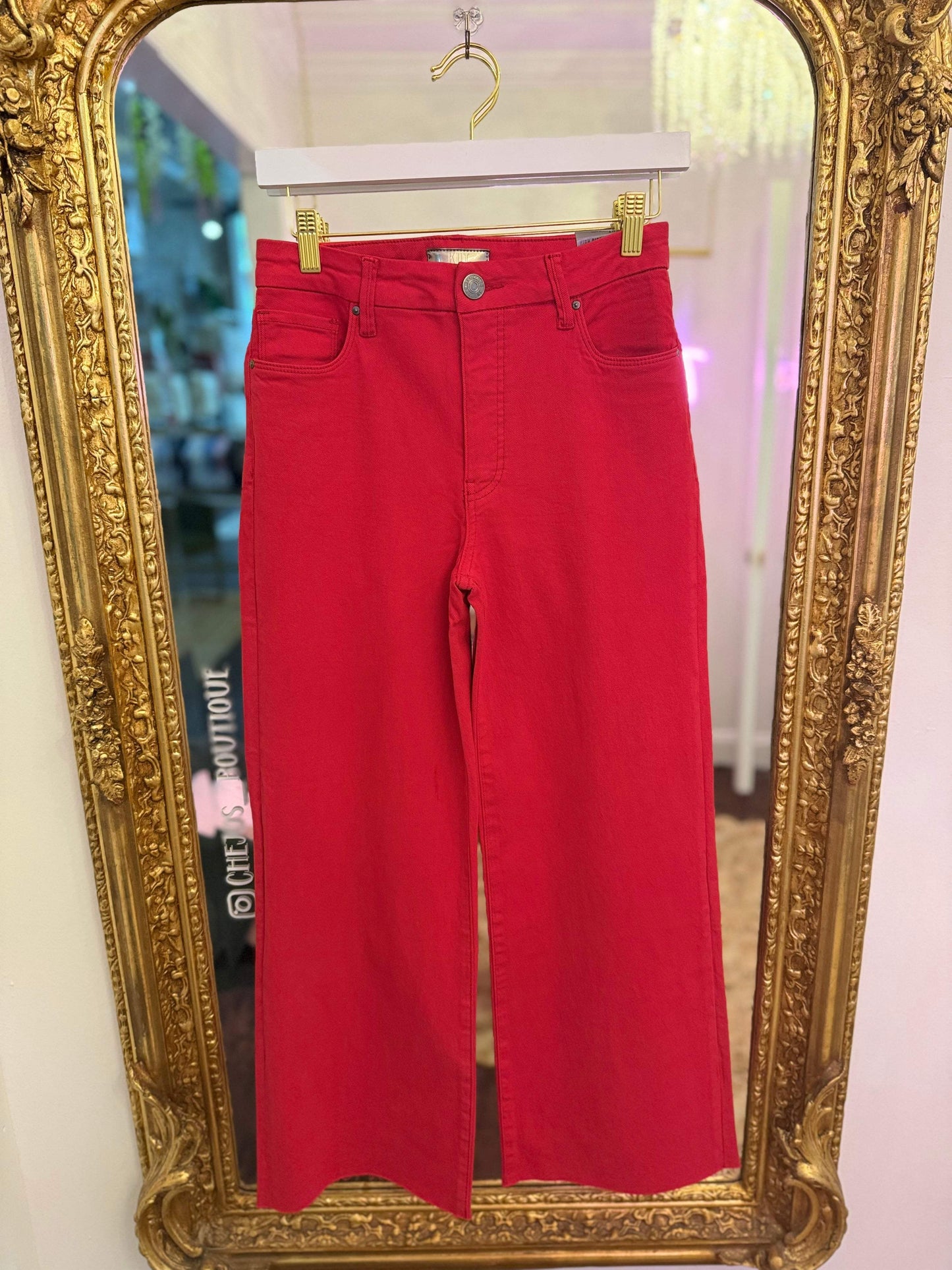 Meg High Rise Wide Leg Raw Hem Pants - Tomato | PLUS SIZE AVAILABLE | Kut from the Kloth