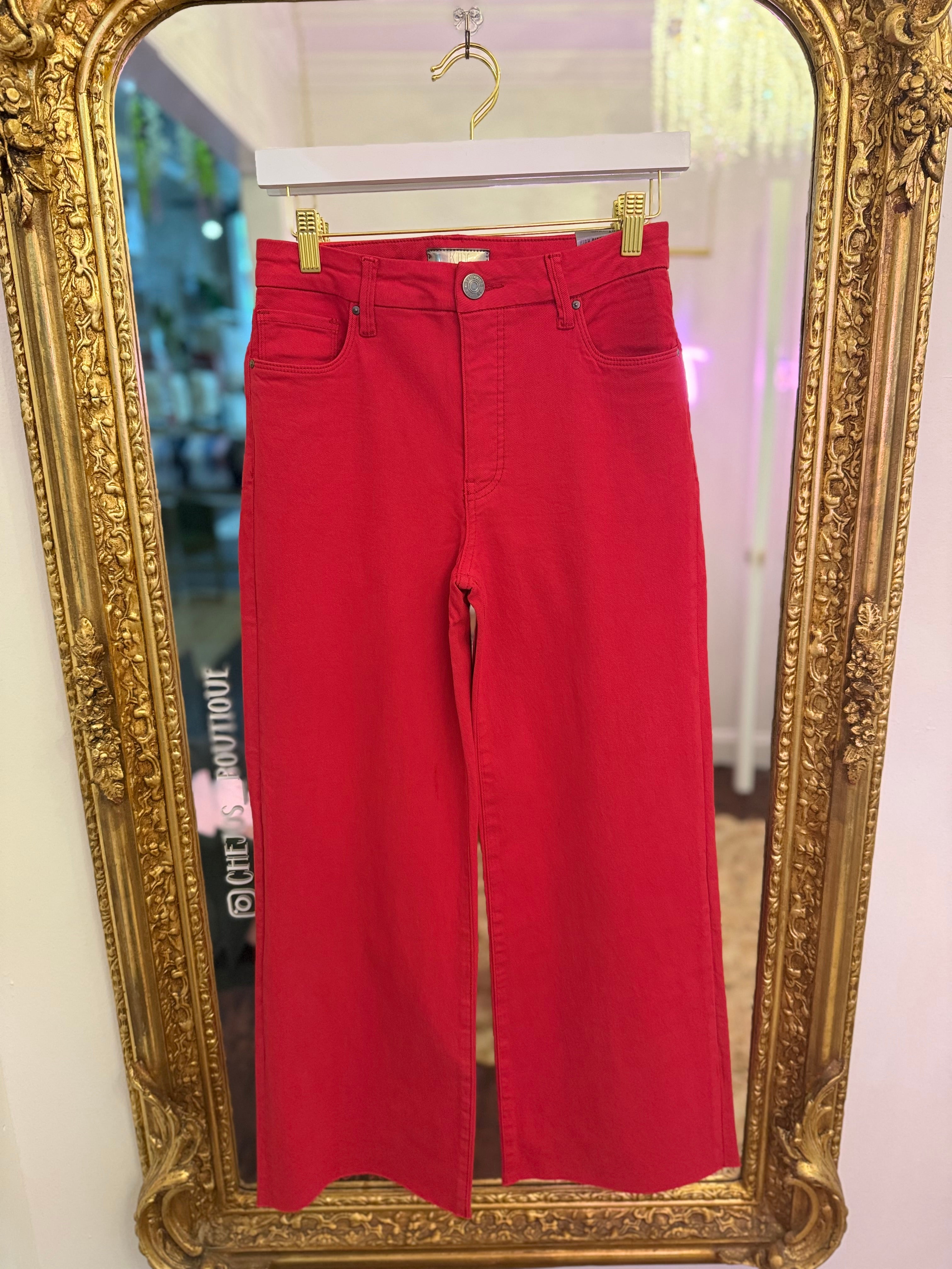 Meg High Rise Wide Leg Raw Hem Pants - Tomato | PLUS SIZE AVAILABLE | Kut from the Kloth