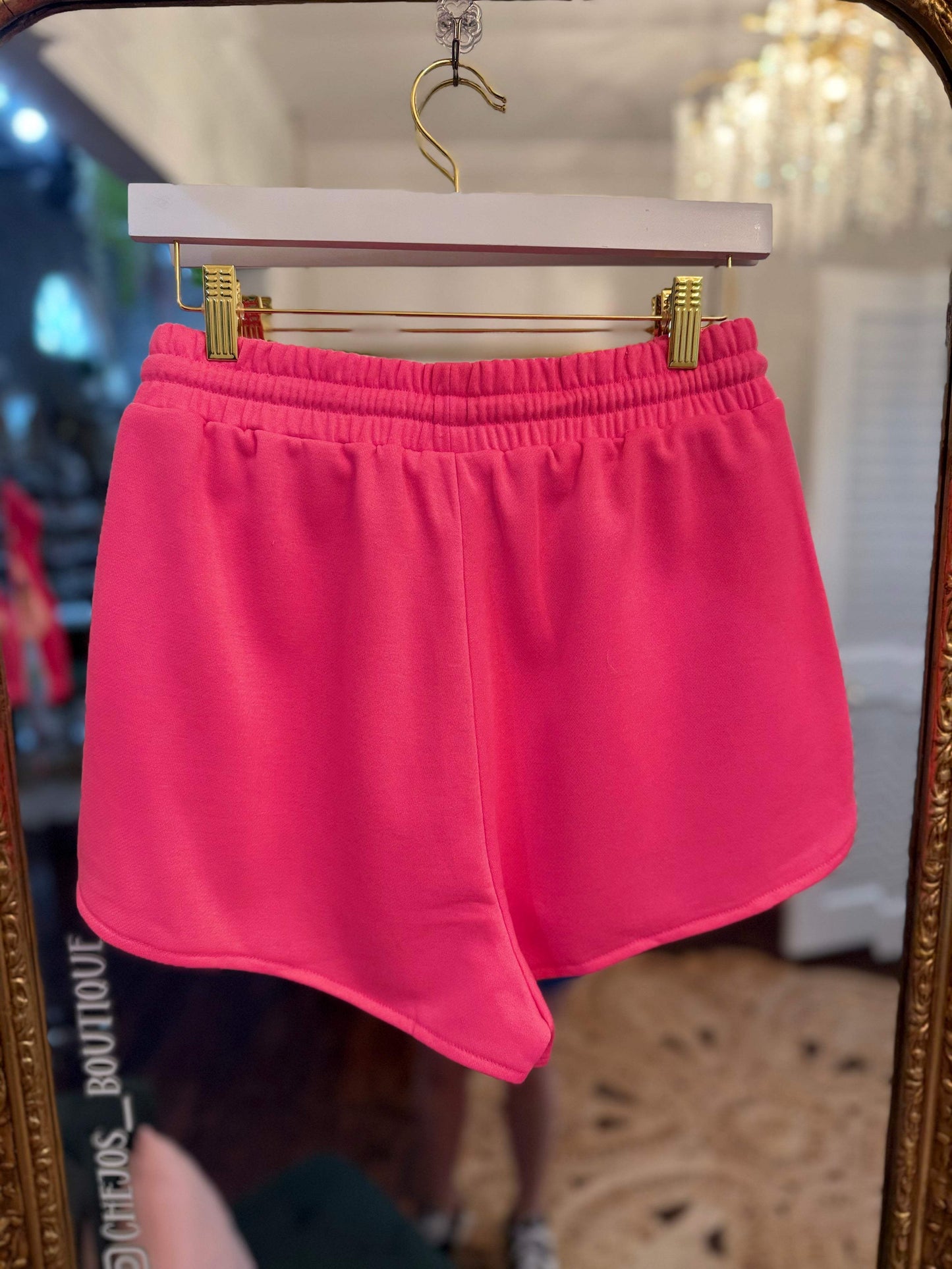 Neon Pink QOS Card Logo Draw String Short | Queen of Sparkles