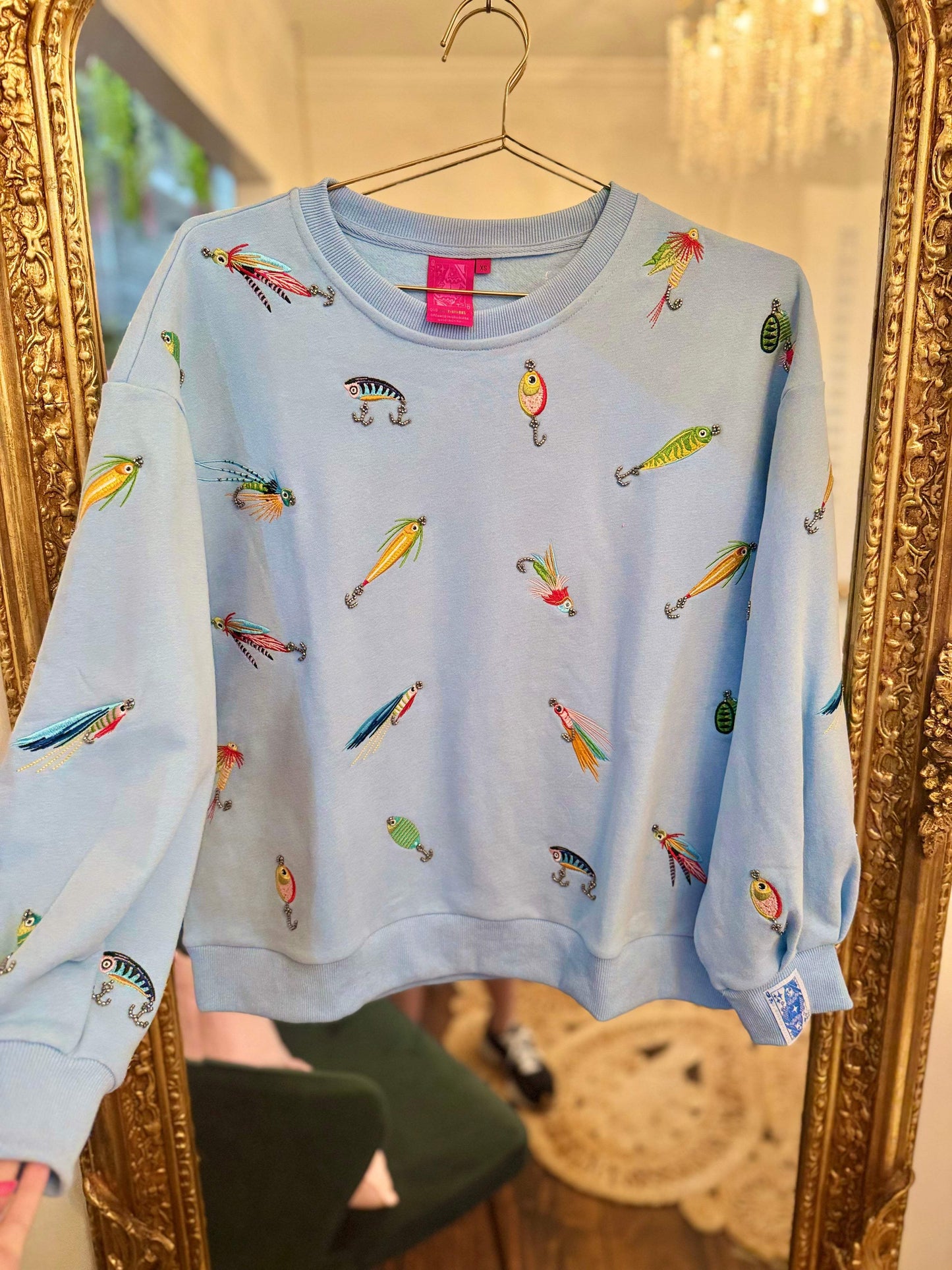 Light Blue Fishing Lure Sweatshirt | Queen of Sparkles