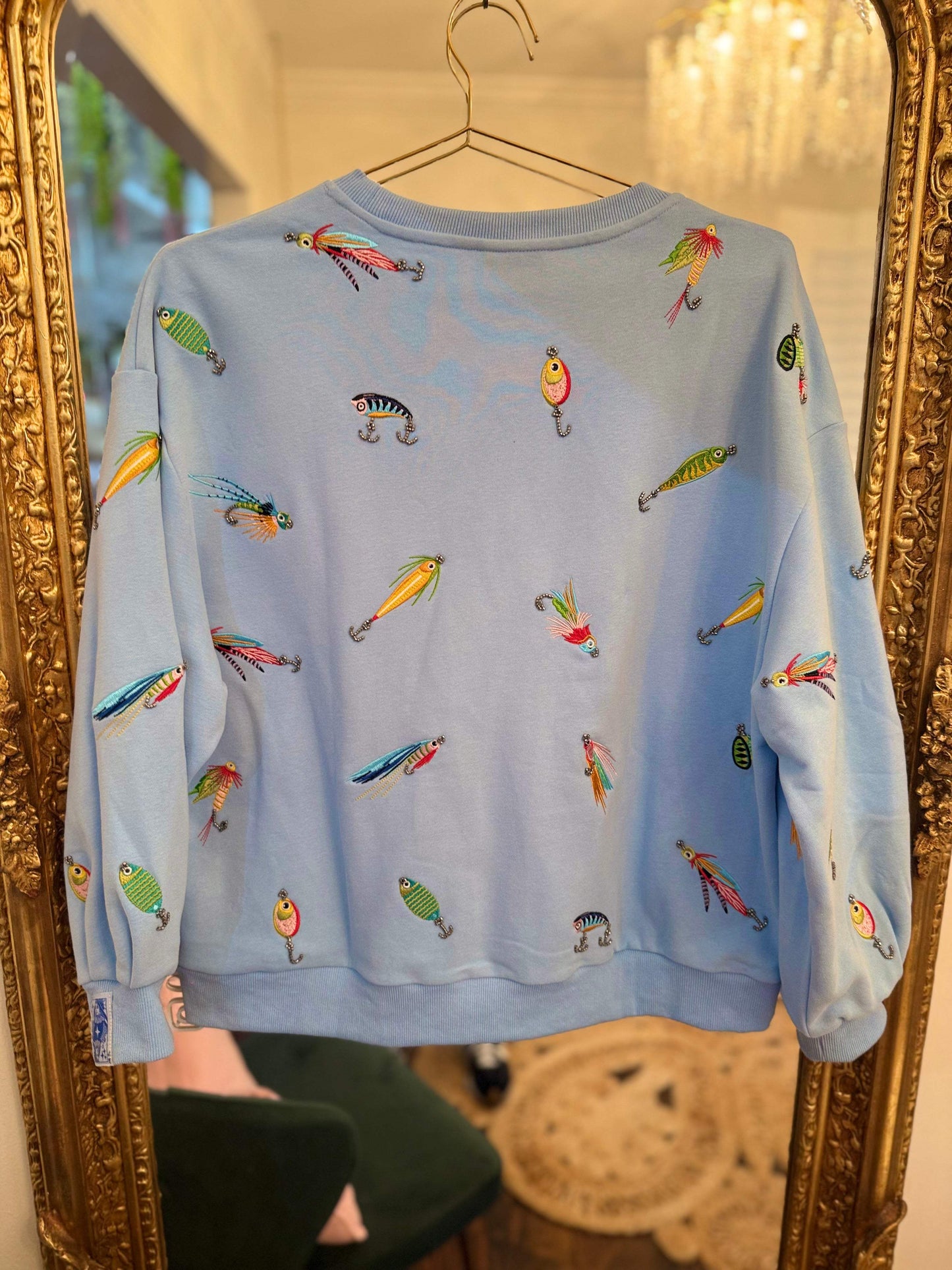Light Blue Fishing Lure Sweatshirt | Queen of Sparkles