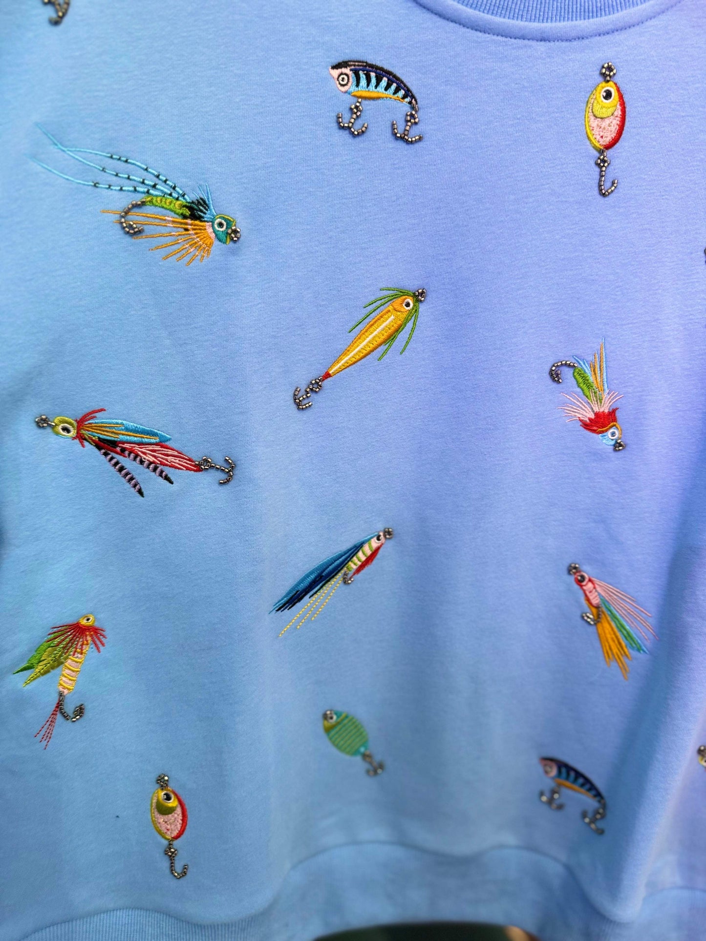 Light Blue Fishing Lure Sweatshirt | Queen of Sparkles