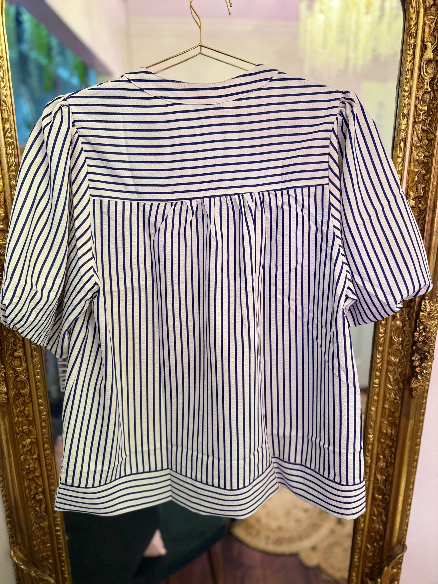 PLUS SIZE | Annabeth Striped Puff Sleeve Top