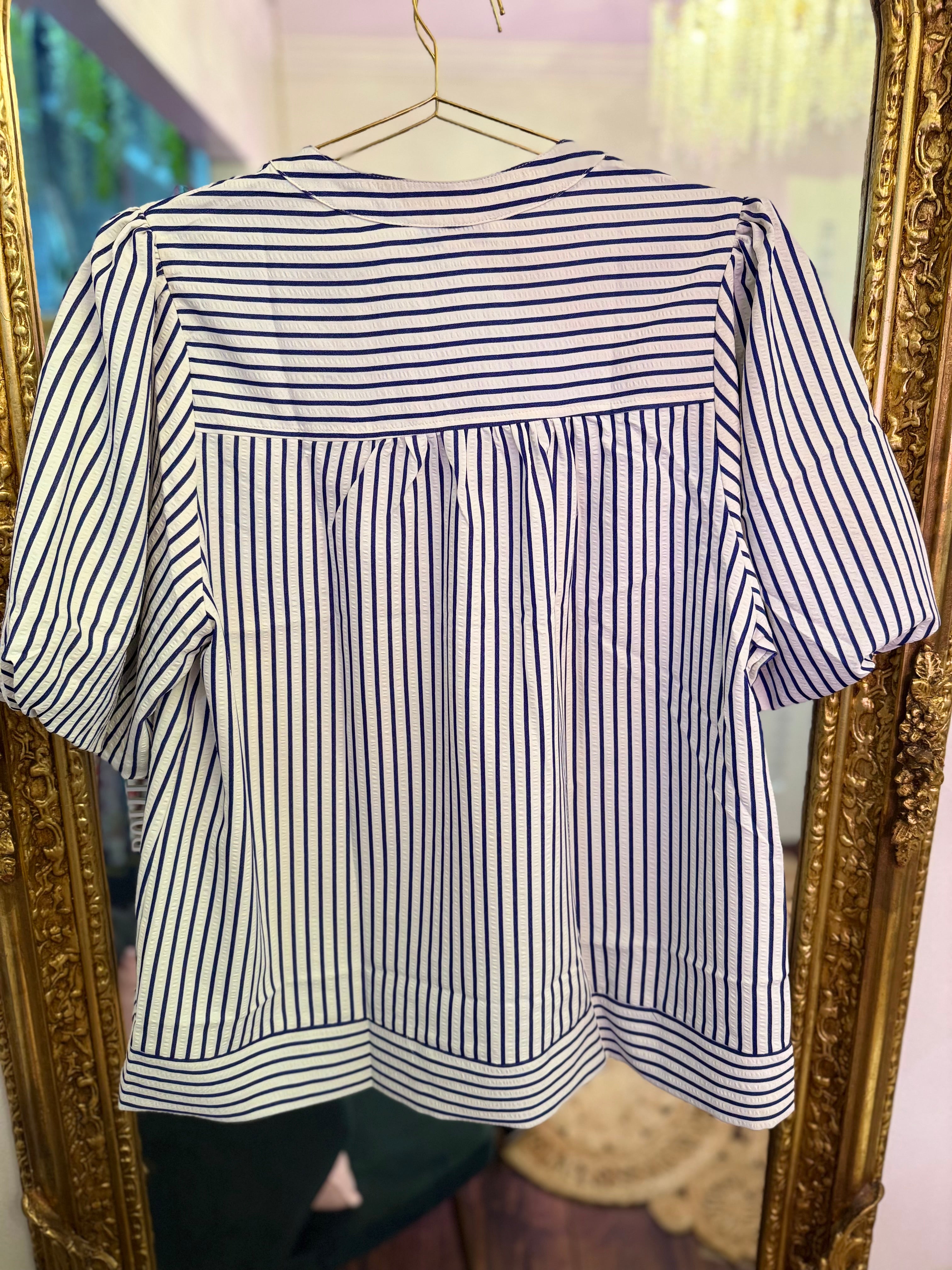 PLUS SIZE | Annabeth Striped Puff Sleeve Top