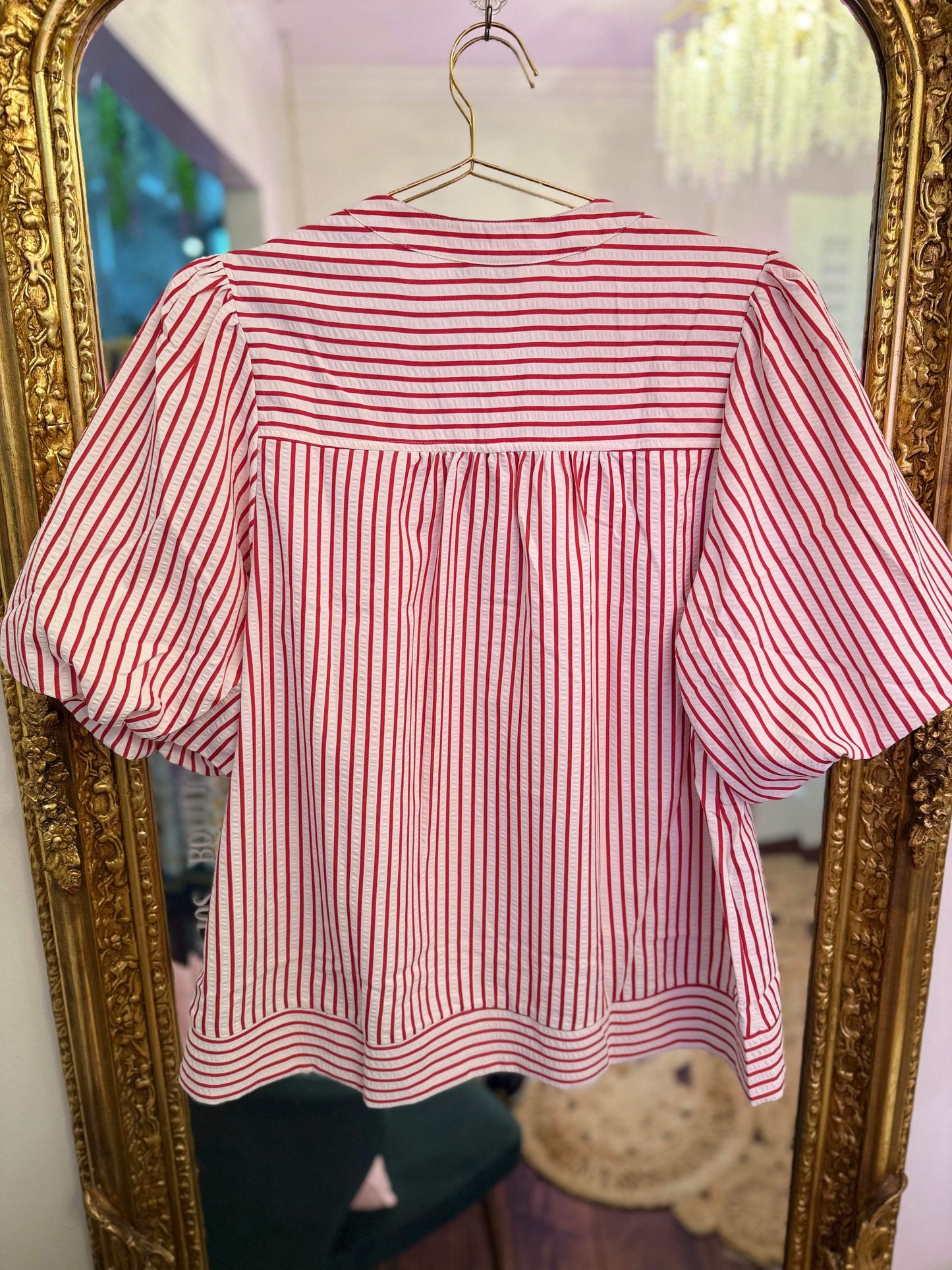 PLUS SIZE | Annabeth Striped Puff Sleeve Top