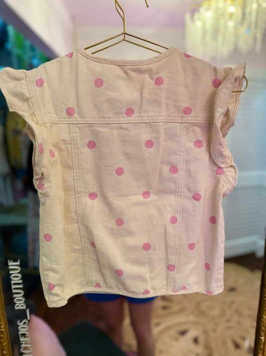 Delila Ruffle Sleeve Polka Dot Vest