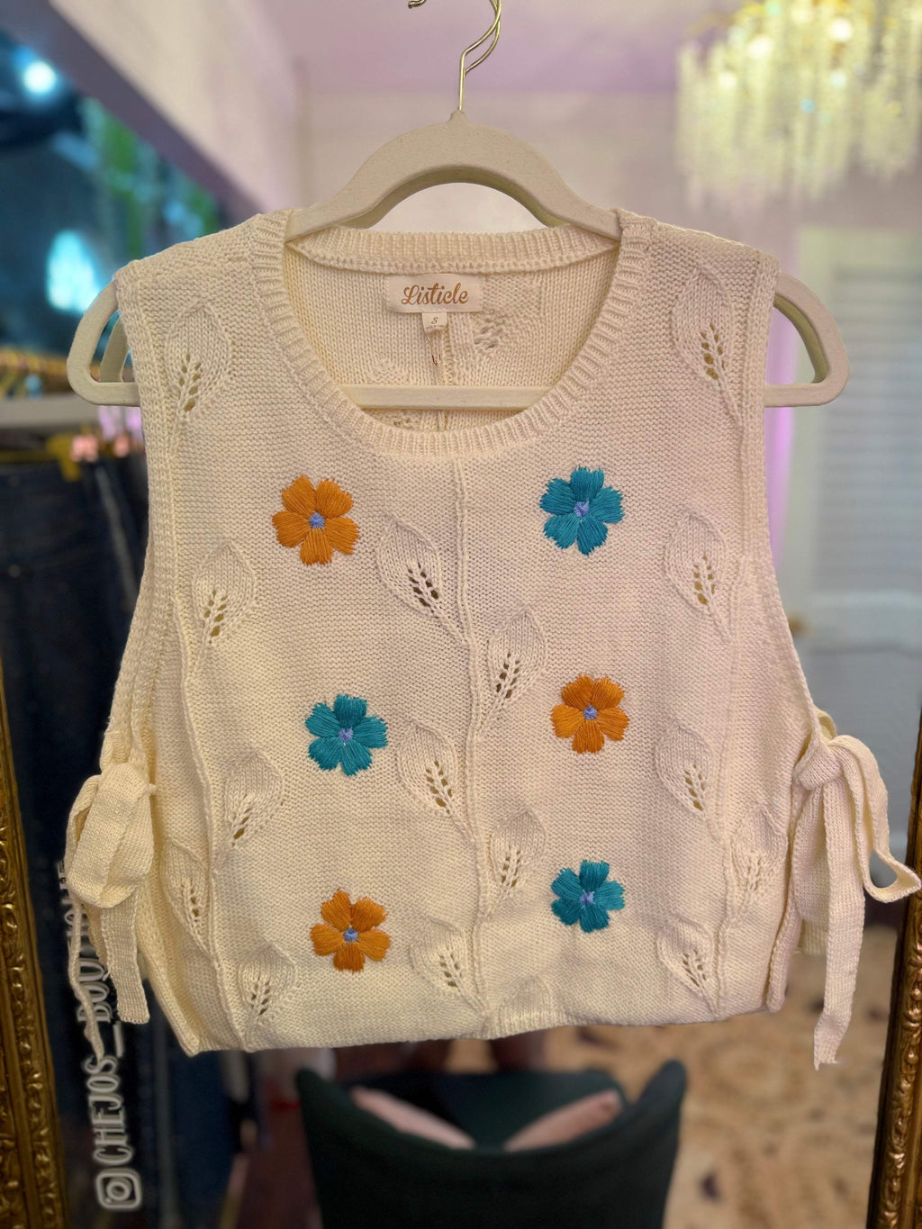 Camryn Embroidered Floral Knit Vest