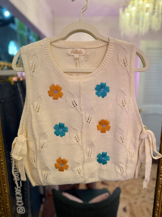Camryn Embroidered Floral Knit Vest