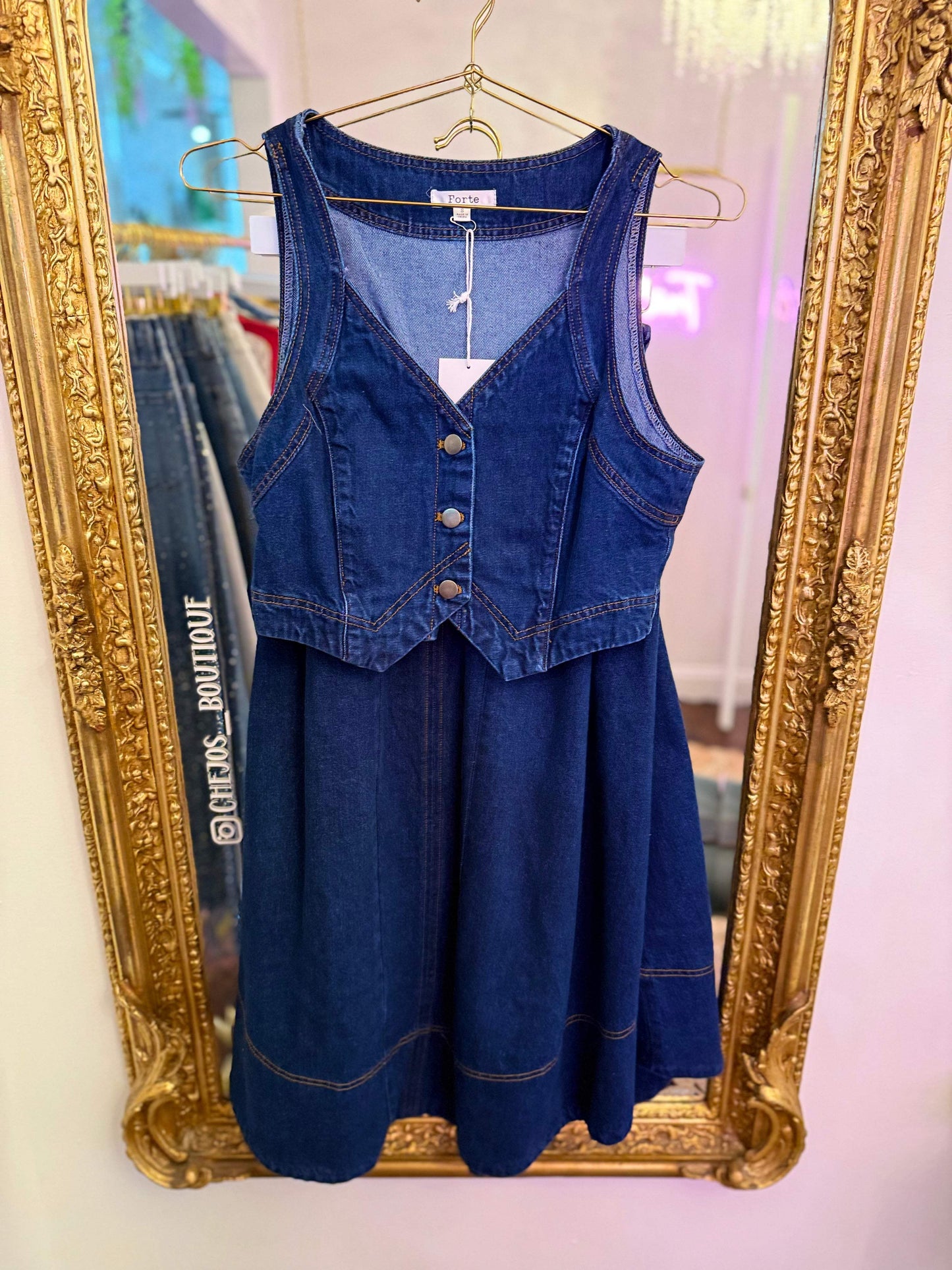 Hadley Denim Vest & Midi Skirt Set