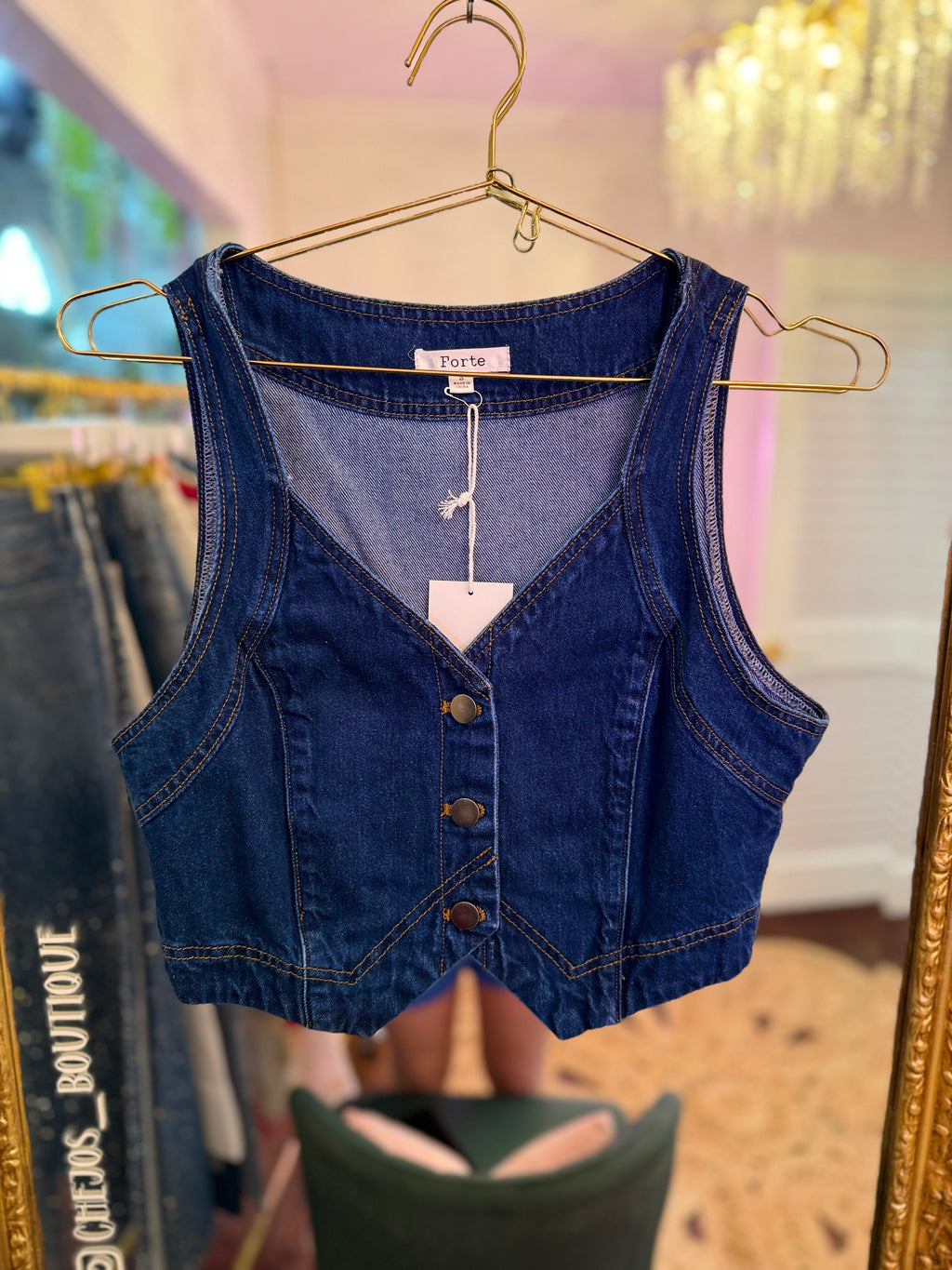 Hadley Denim Vest & Midi Skirt Set