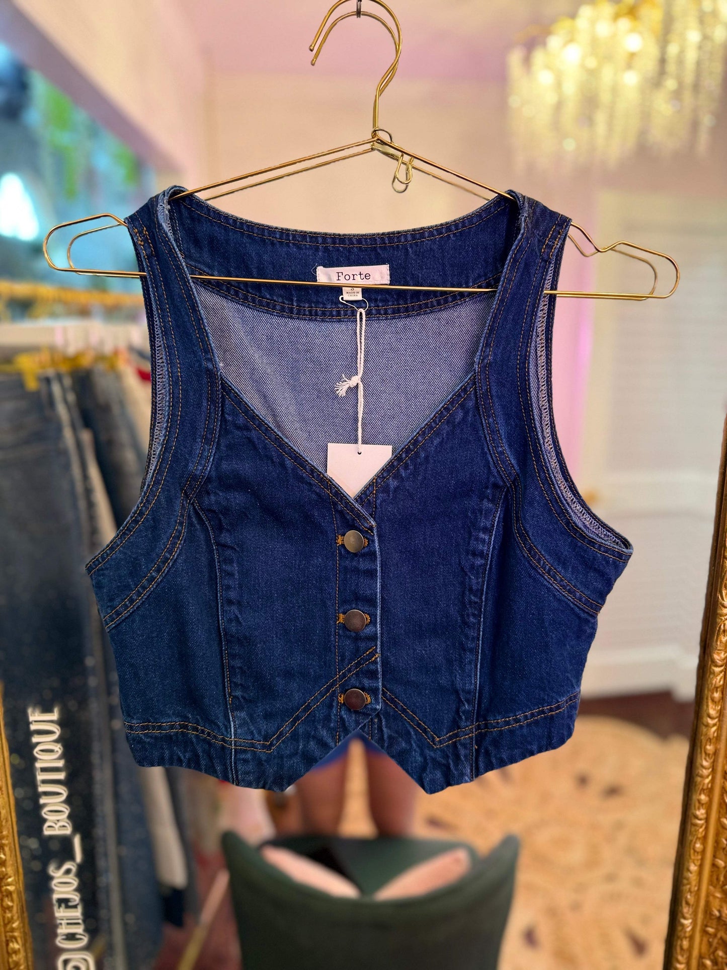 Hadley Denim Vest & Midi Skirt Set