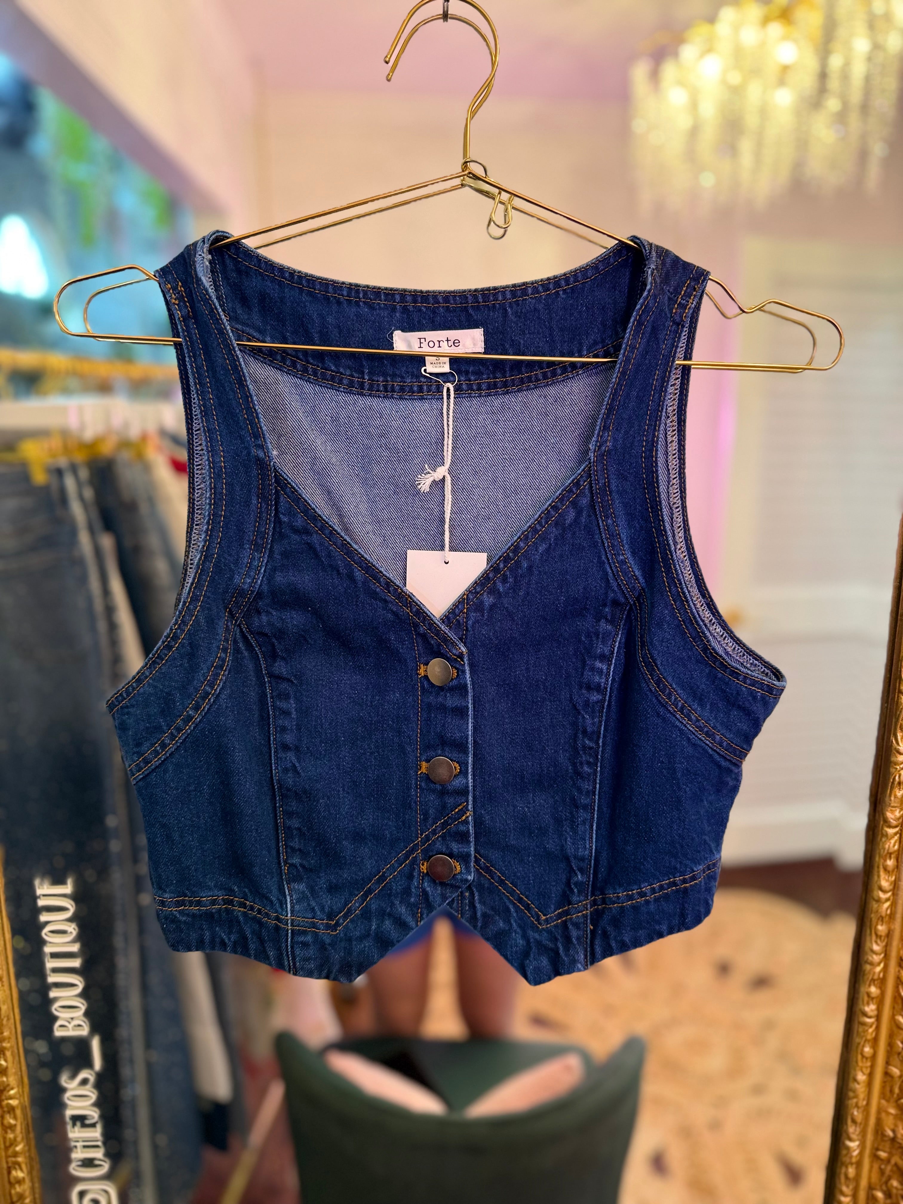Hadley Denim Vest & Midi Skirt Set