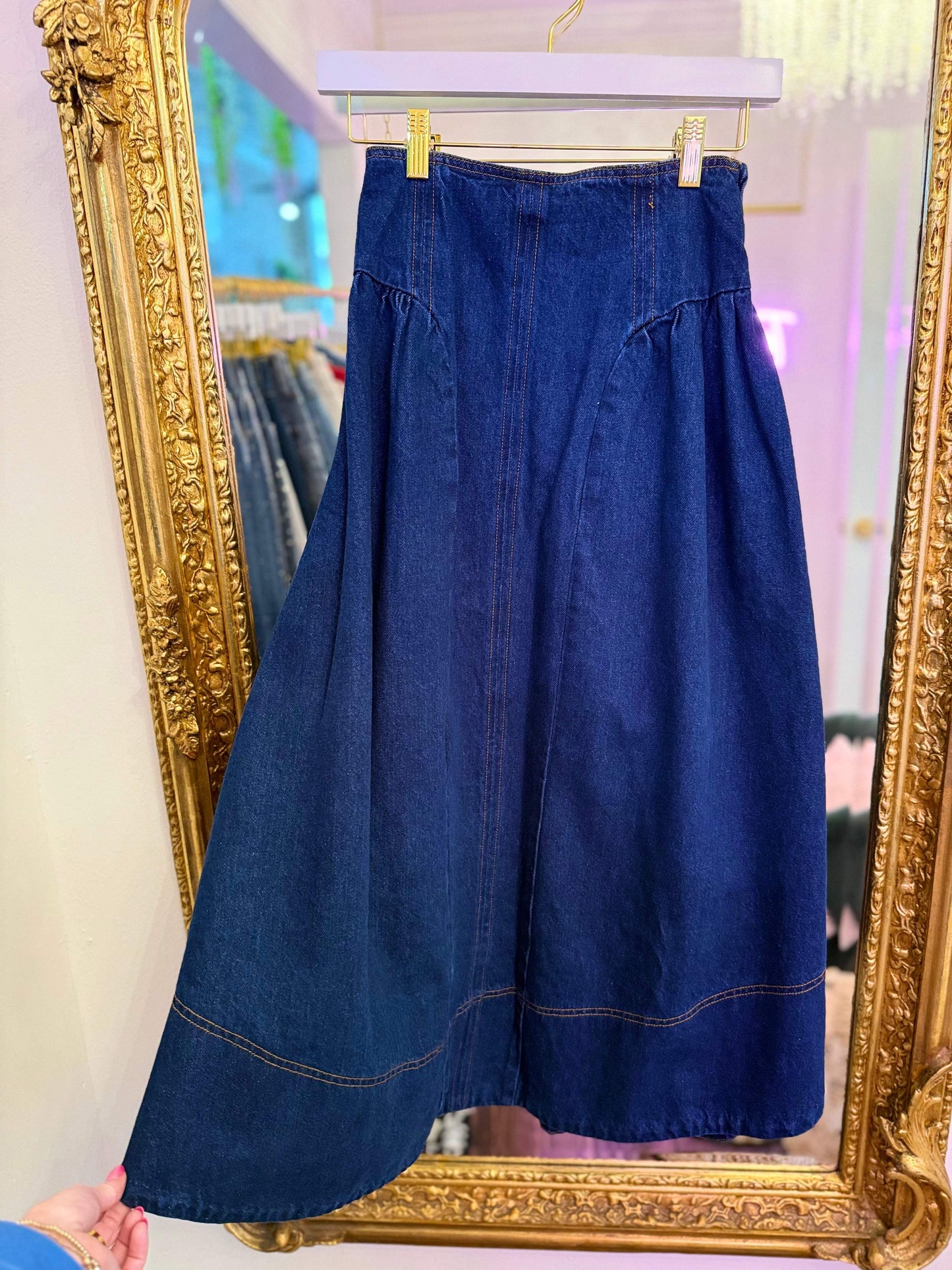 Hadley Denim Vest & Midi Skirt Set
