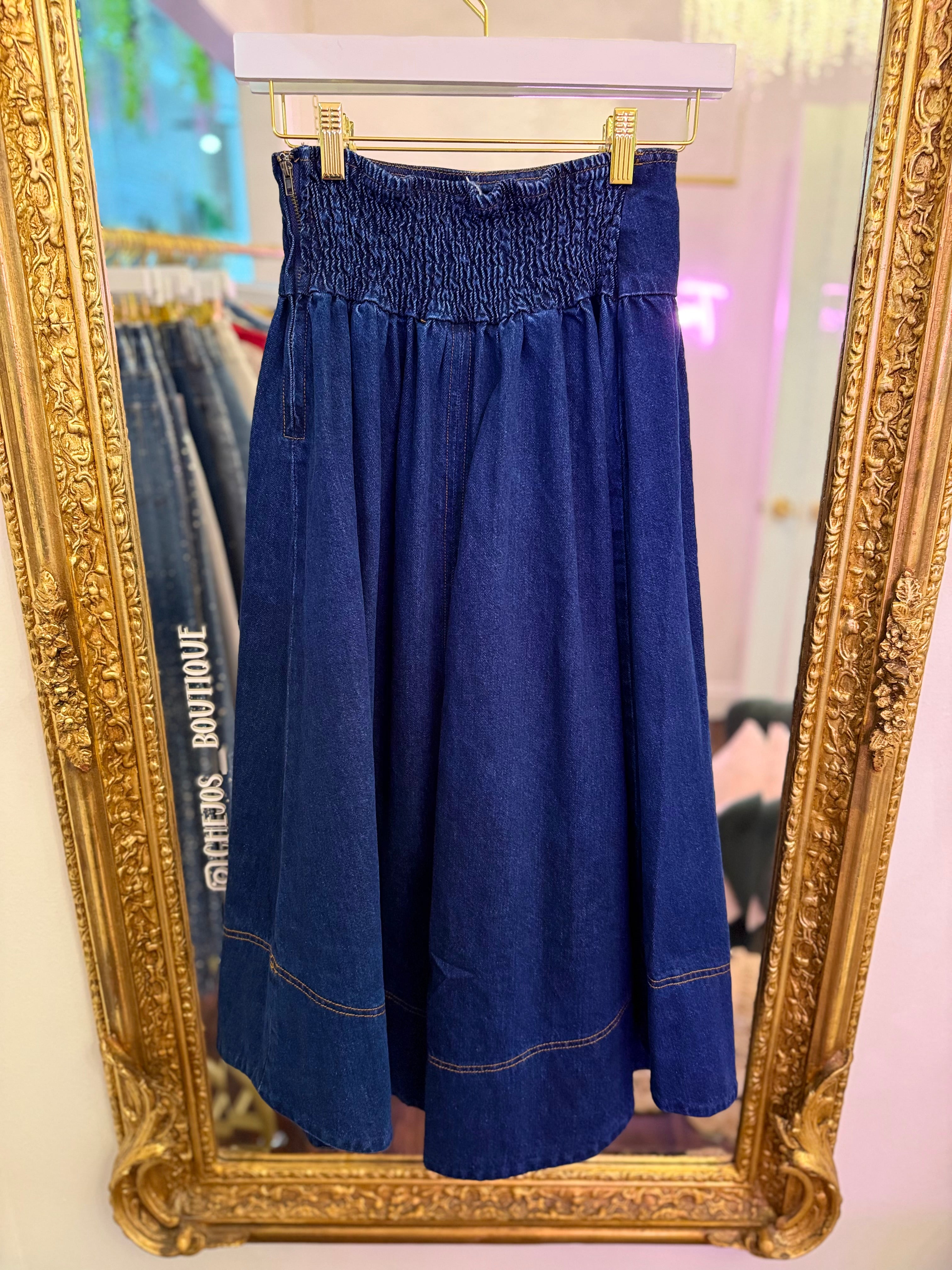Hadley Denim Vest & Midi Skirt Set