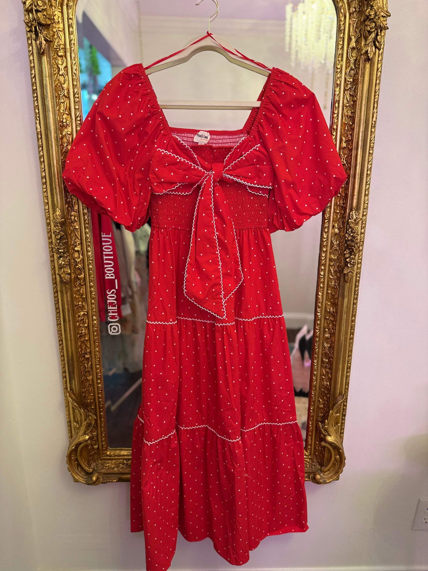 Layla Smocked Bow Bubble Midi Dress