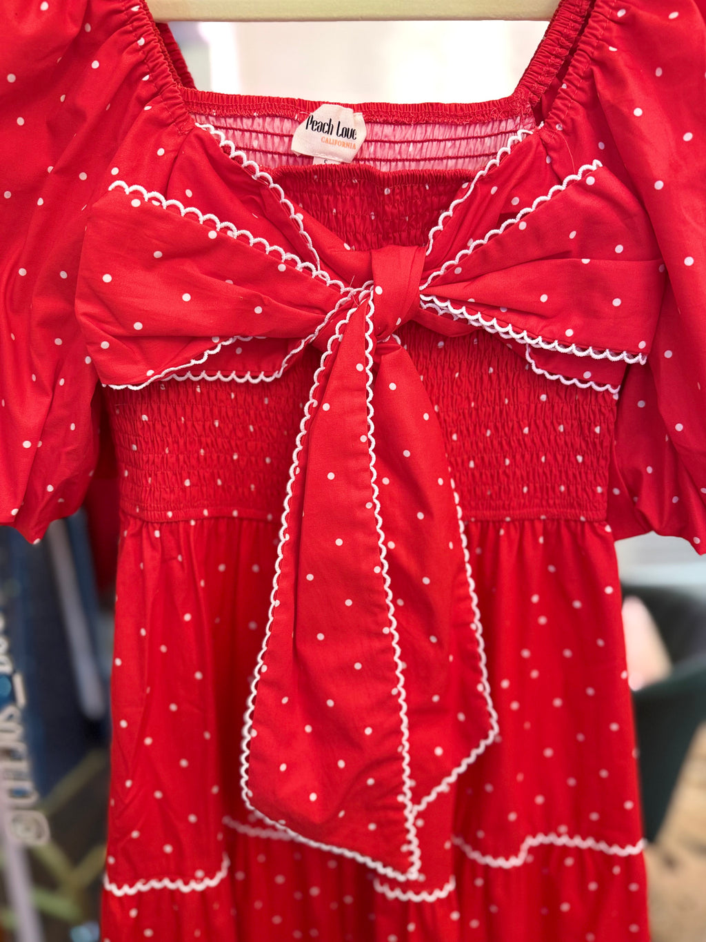 Layla Smocked Bow Bubble Midi Dress