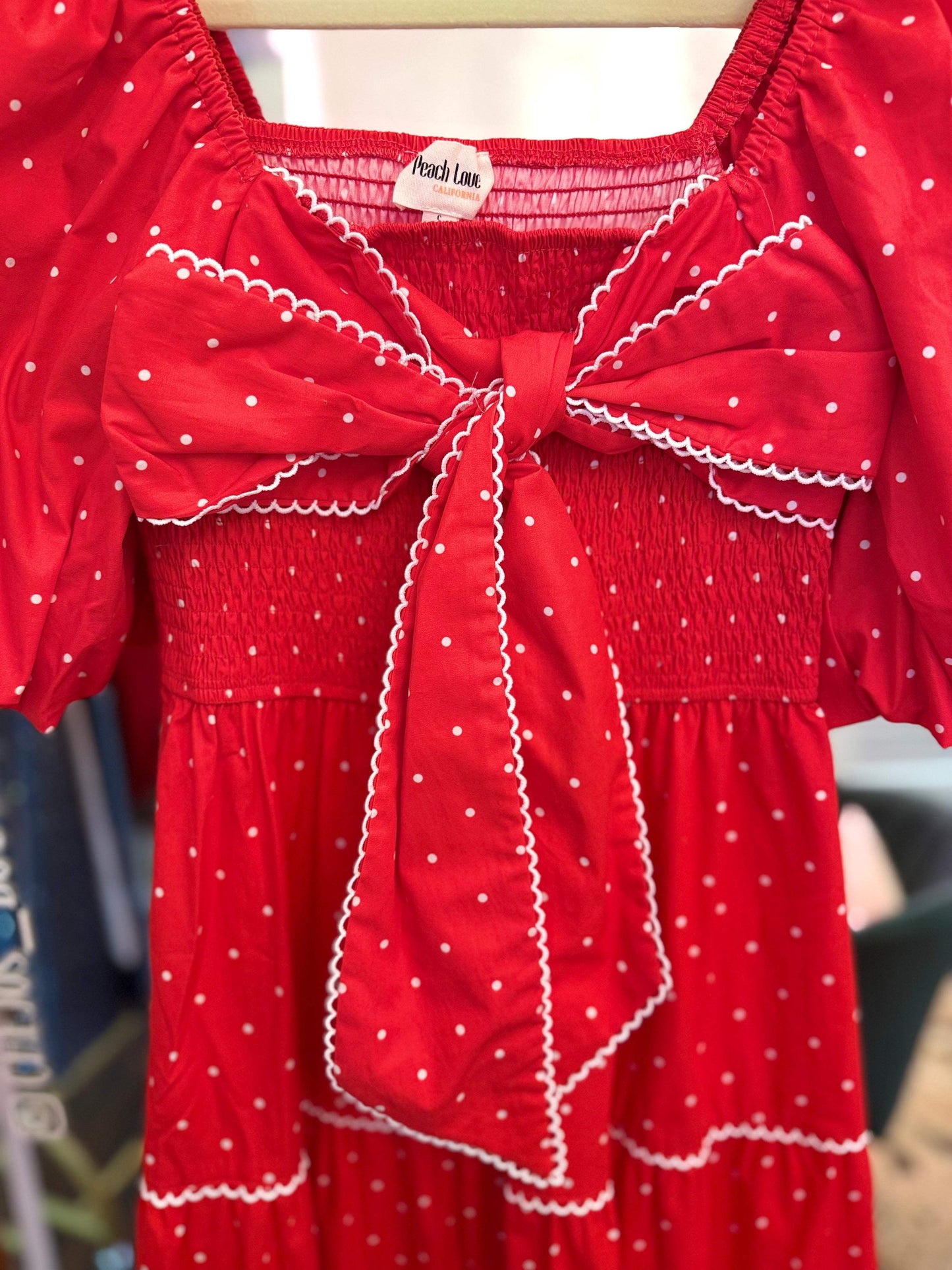 Layla Smocked Bow Bubble Midi Dress