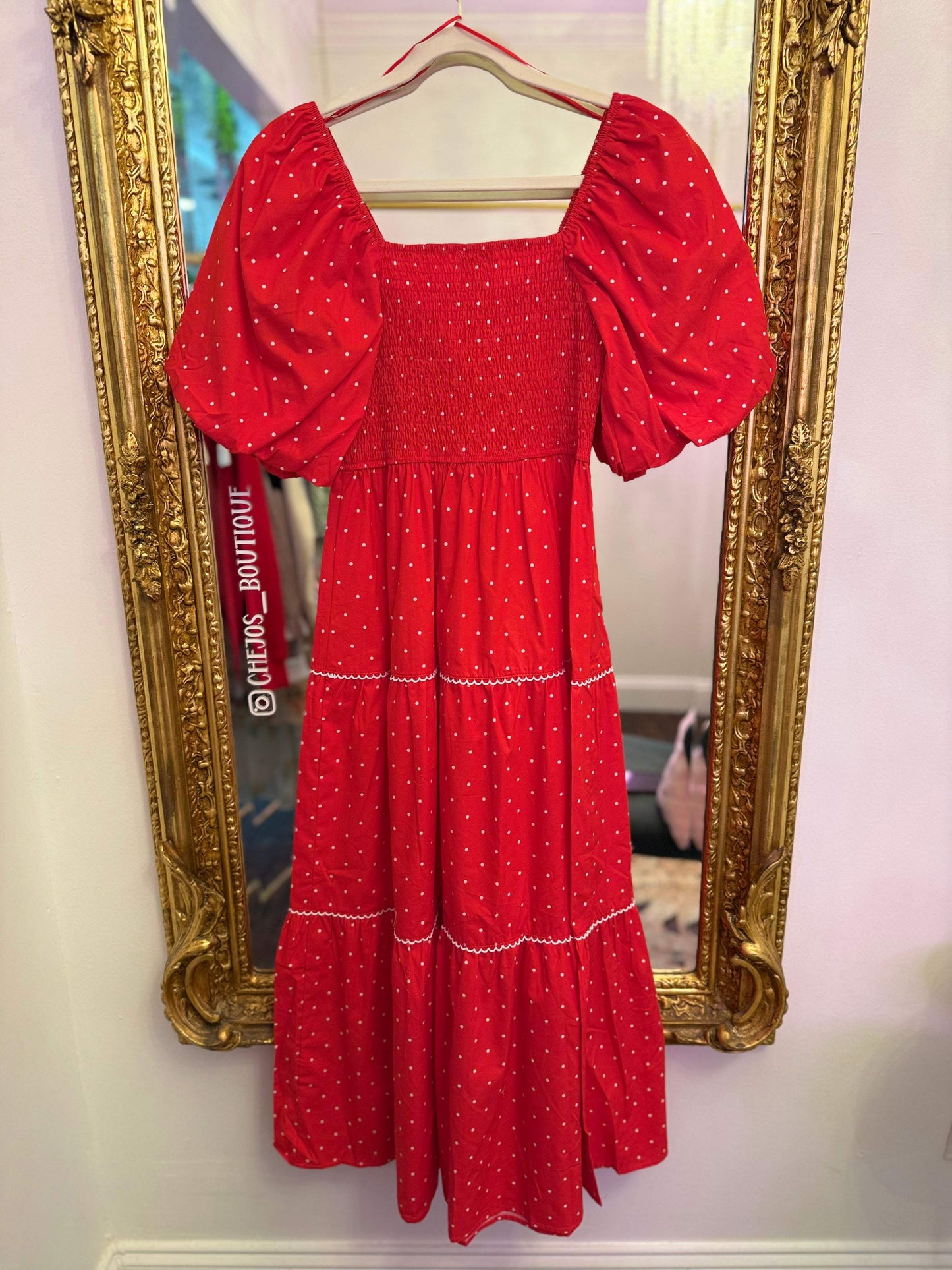 Layla Smocked Bow Bubble Midi Dress