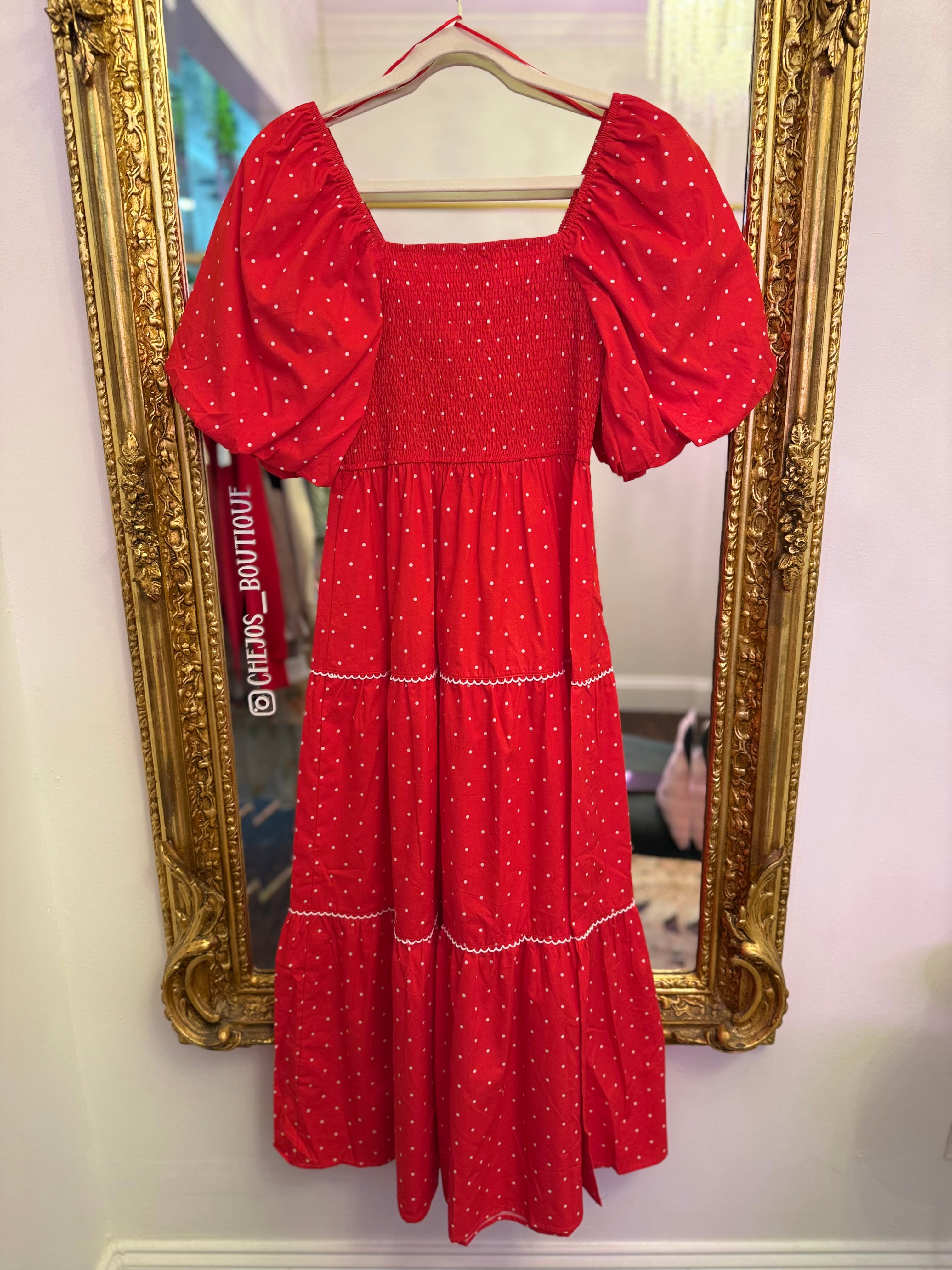 Layla Smocked Bow Bubble Midi Dress