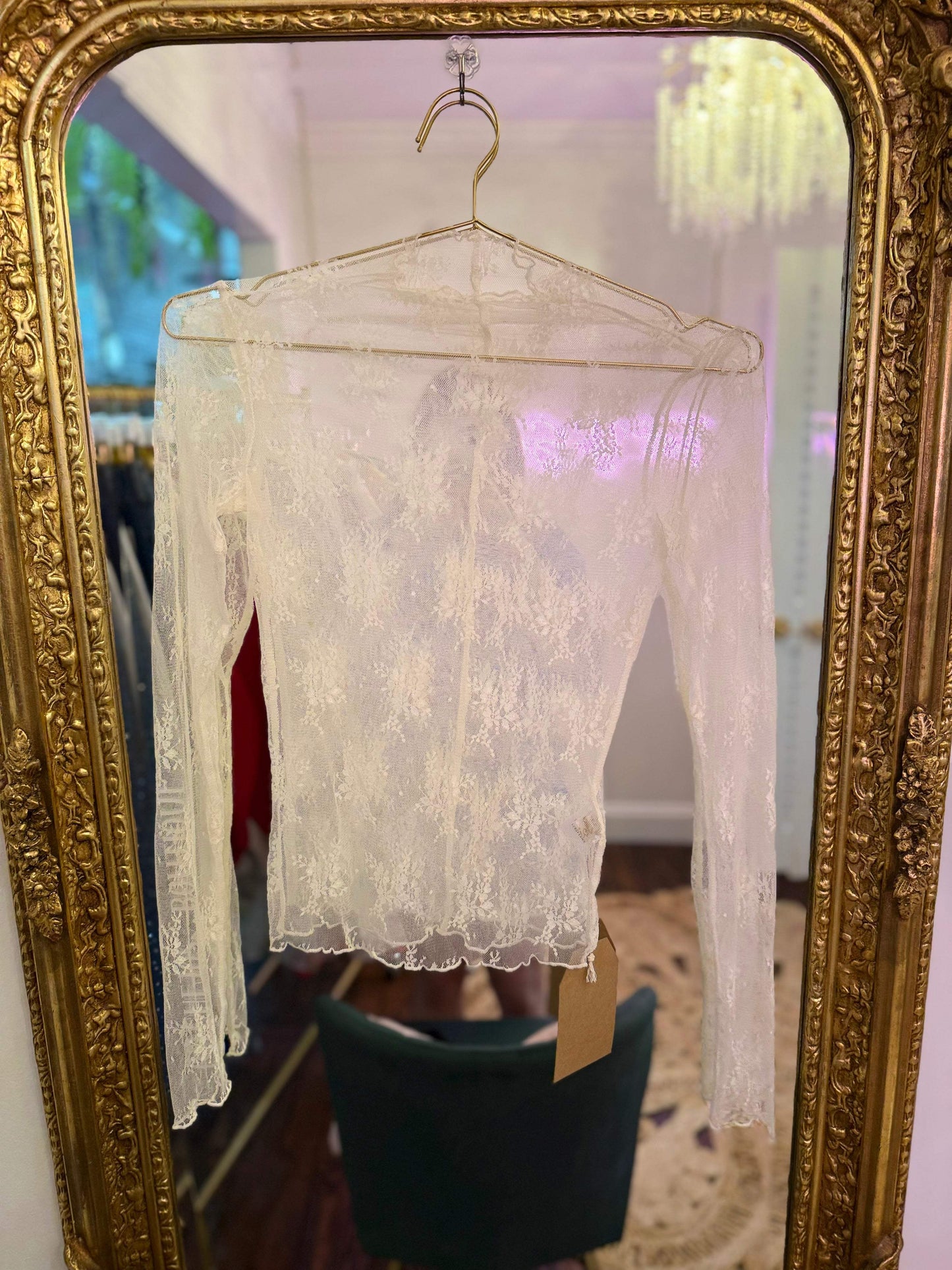 Adalyn Sheer Lace Mock Neck Top
