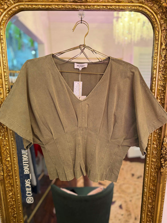 Amirah Pleated V-Neck Top