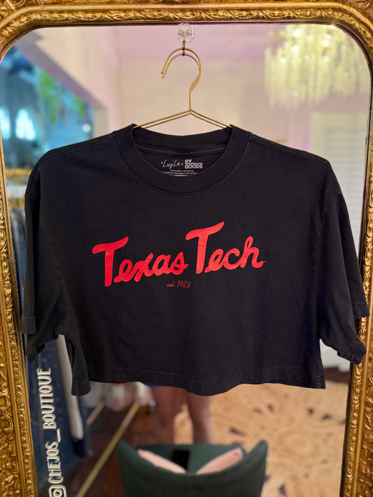 Texas Tech Black Heavyweight Cropped Tee