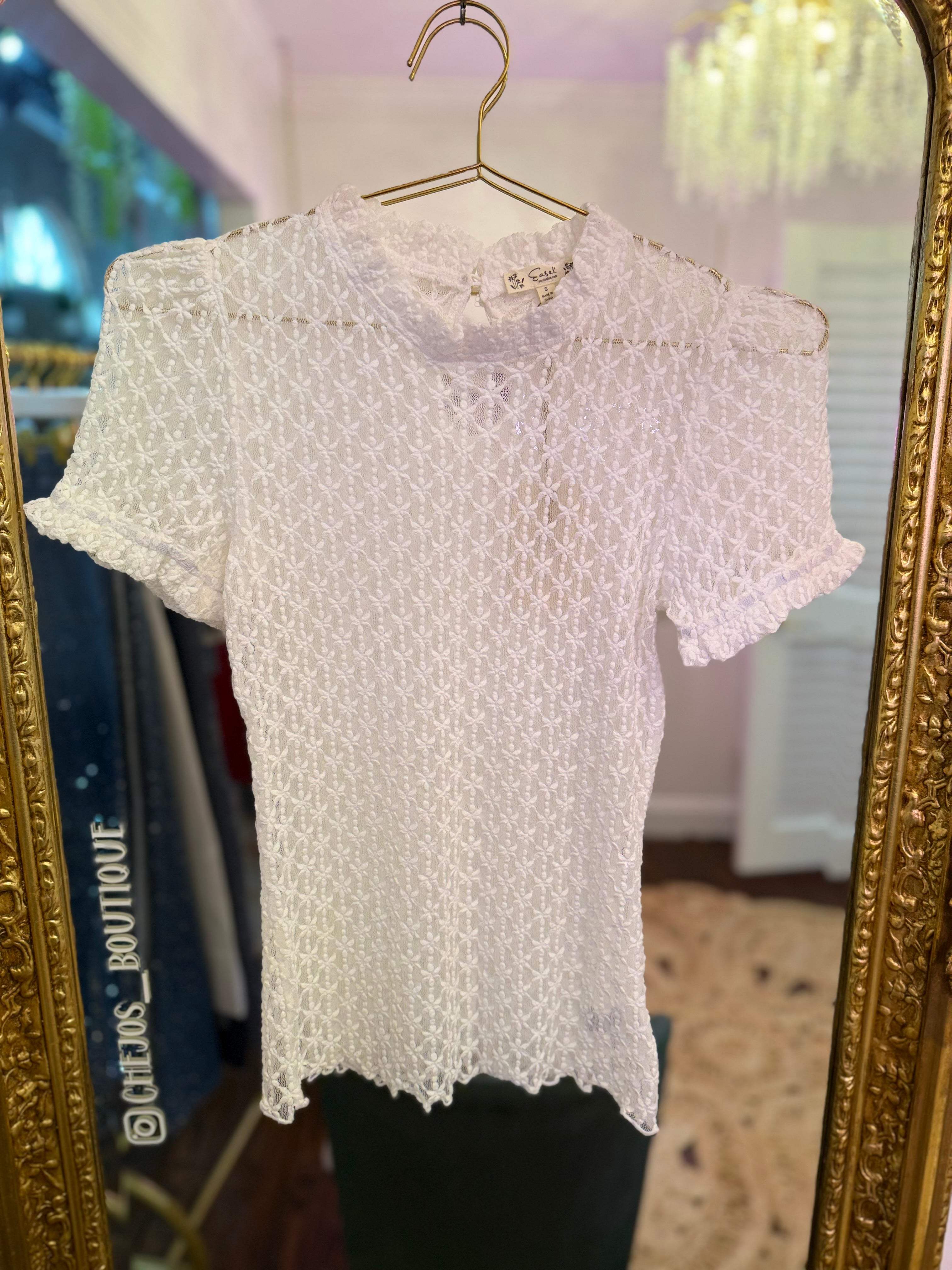 Dez Textured Sheer Lace Top