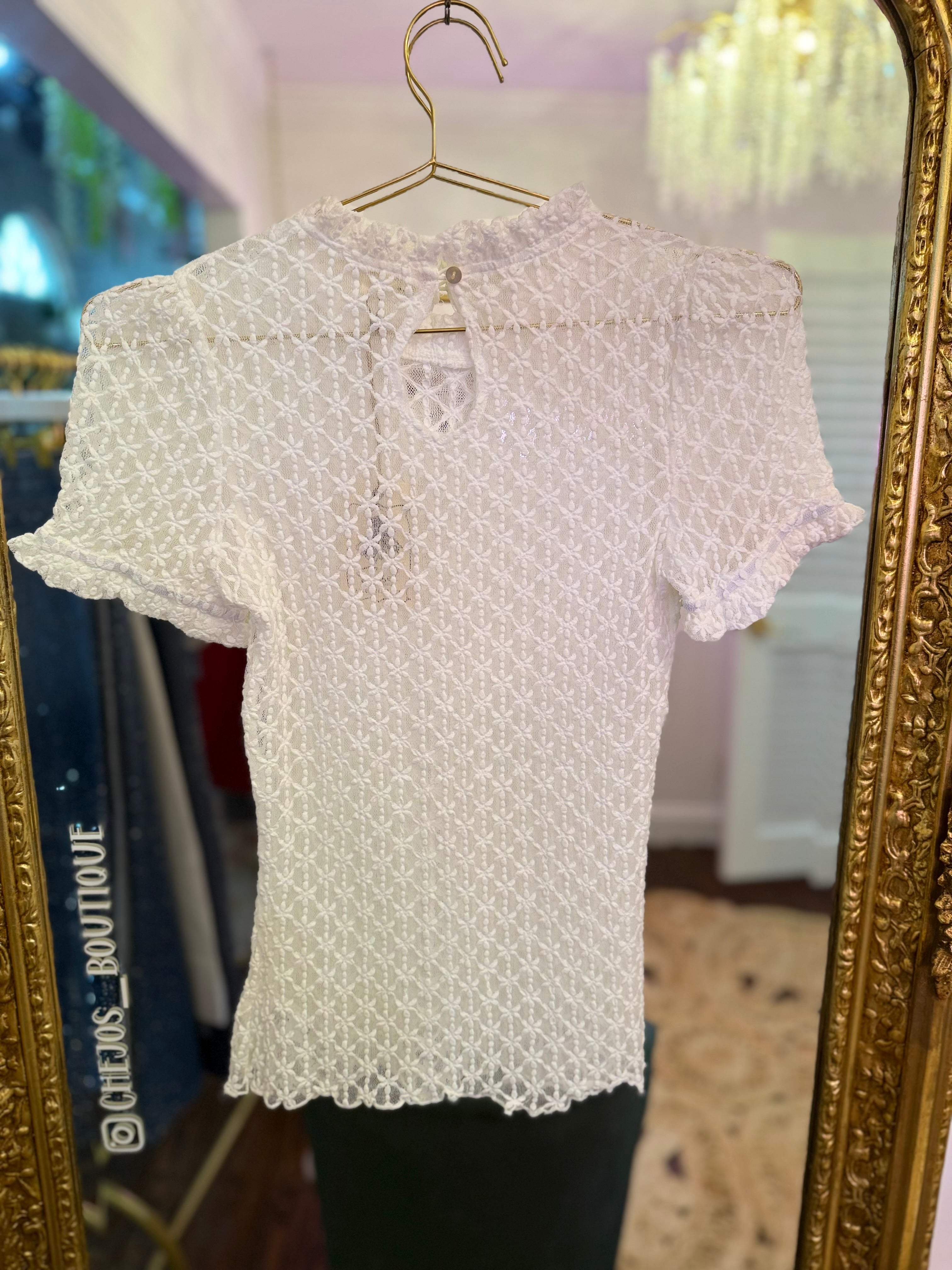 Dez Textured Sheer Lace Top