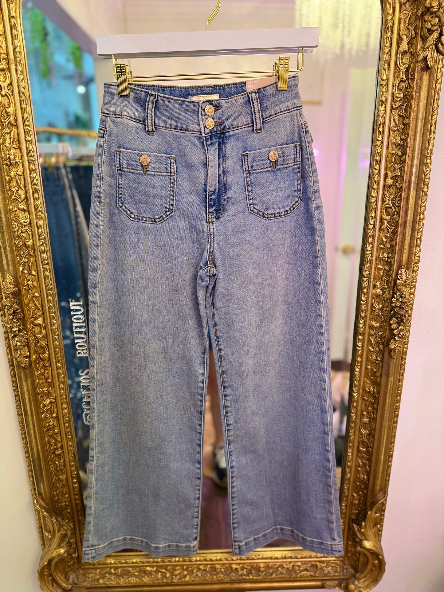 Meg High Rise Front Square Patch Pocket Wide Leg Jeans - Brilliant | PLUS SIZE AVAILABLE | Kut from the Kloth