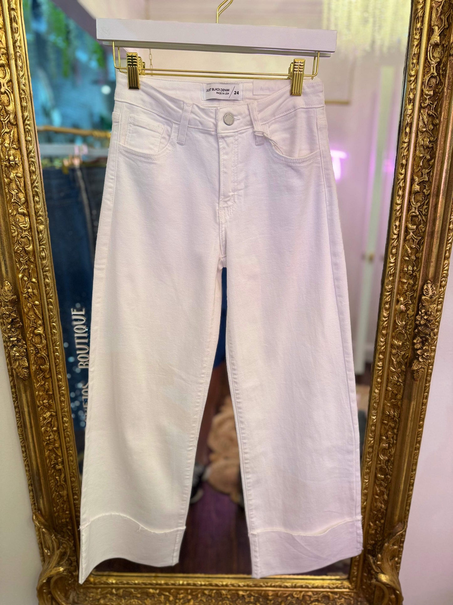 Kai Scissor Cut Cuffed Slim Wide Jeans | Just Black Denim