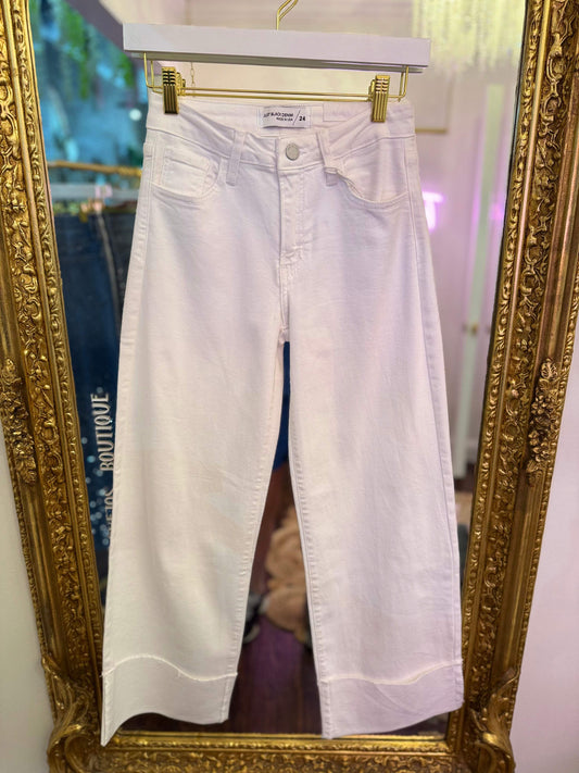 Kai Scissor Cut Cuffed Slim Wide Jeans | Just Black Denim