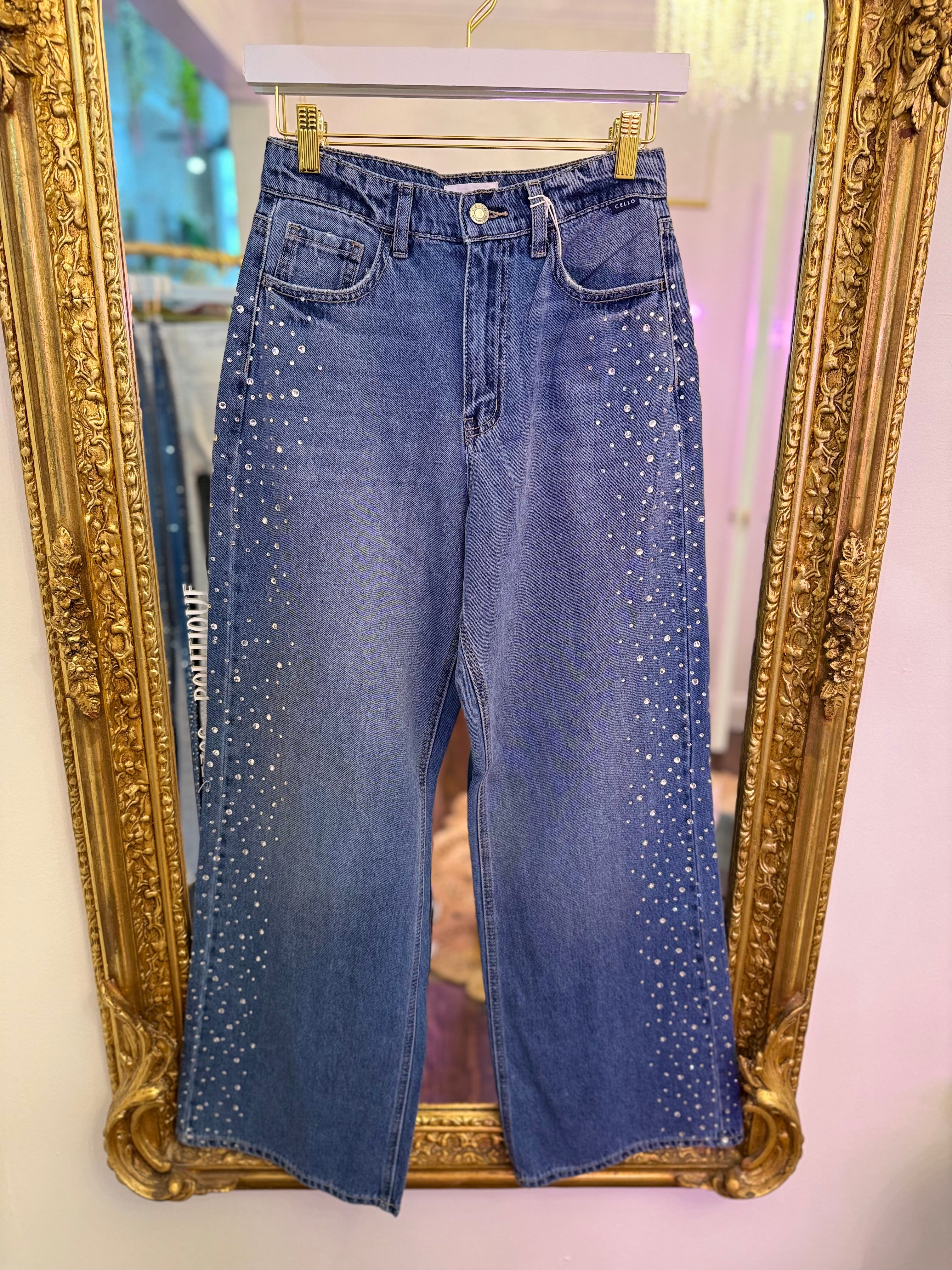 Sophie Embellished Wide Leg Jeans