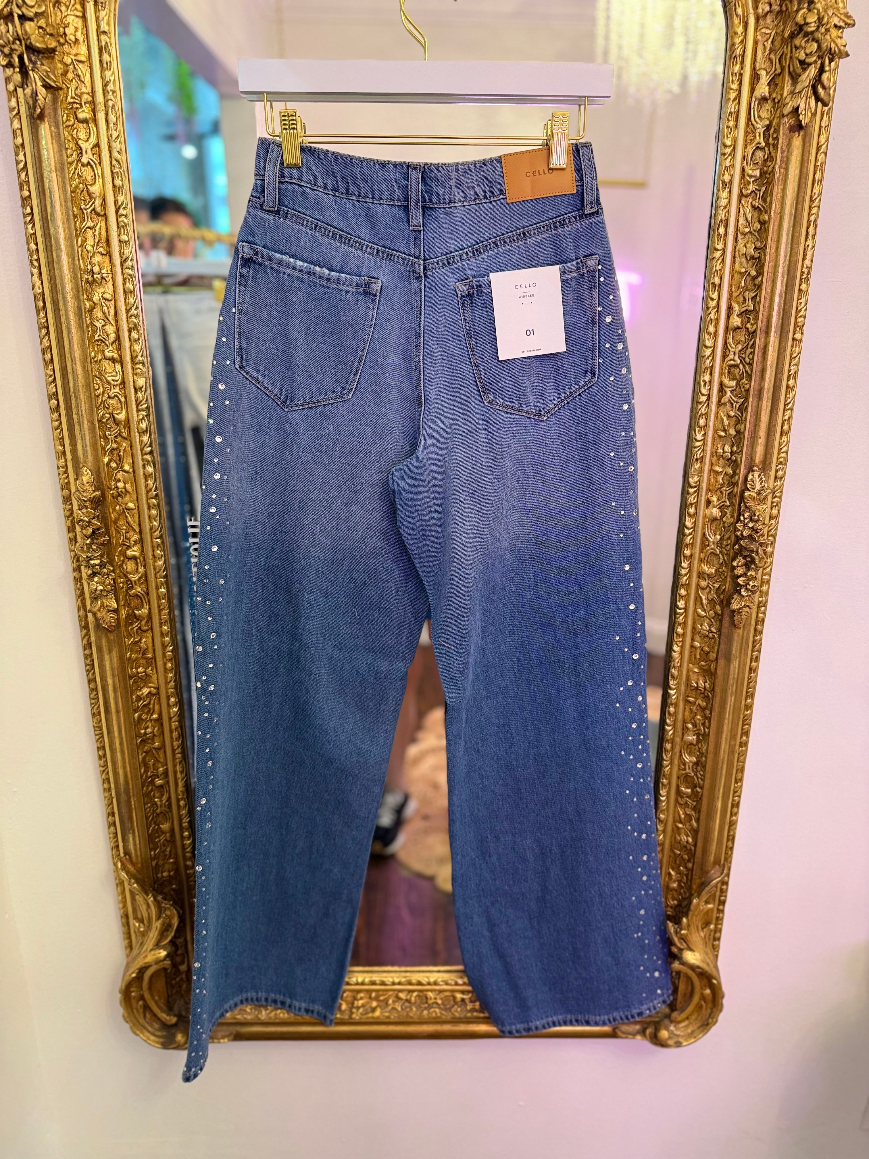 Sophie Embellished Wide Leg Jeans