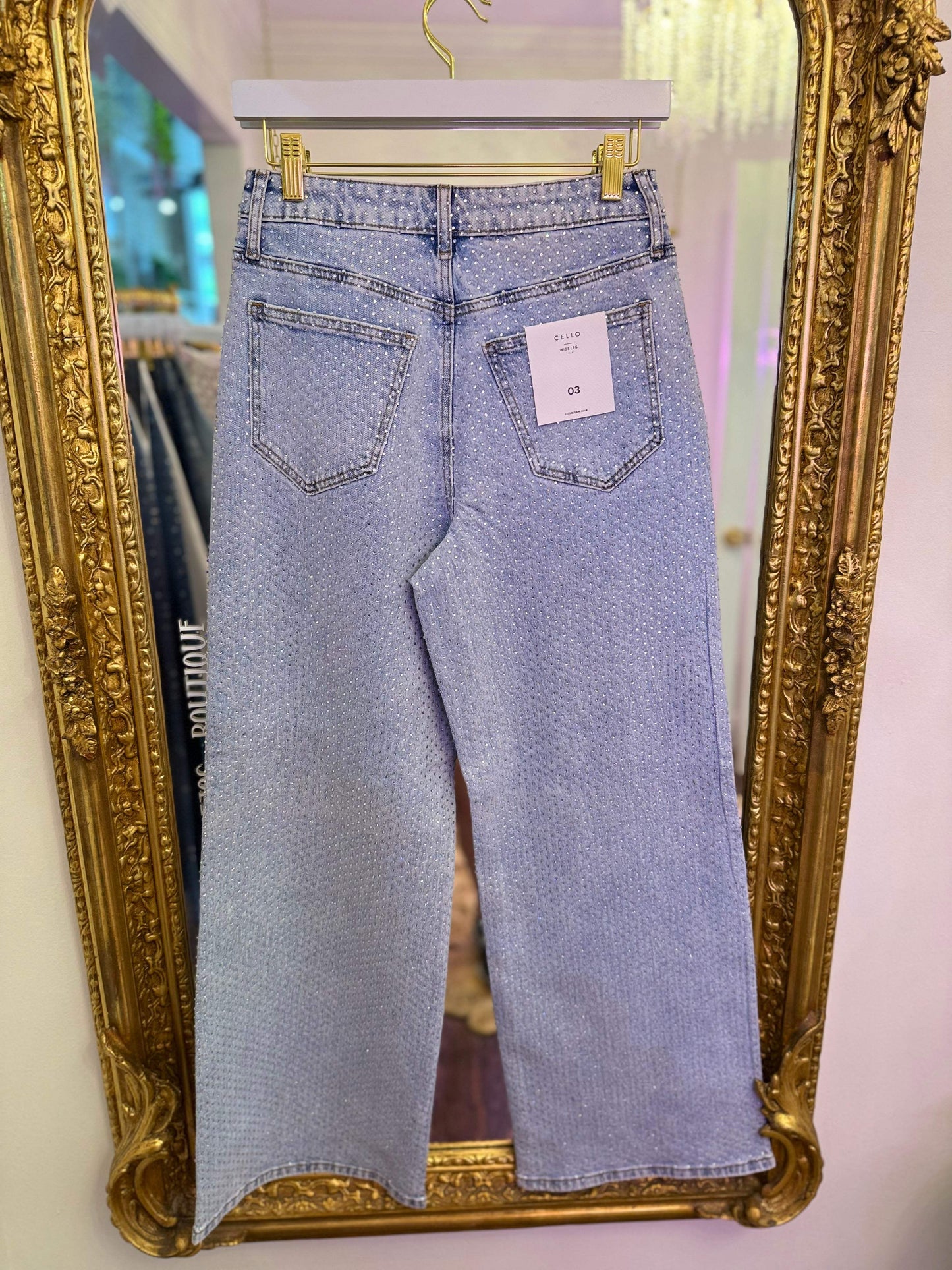 Kimmie Wide Leg Rhinestone Jeans
