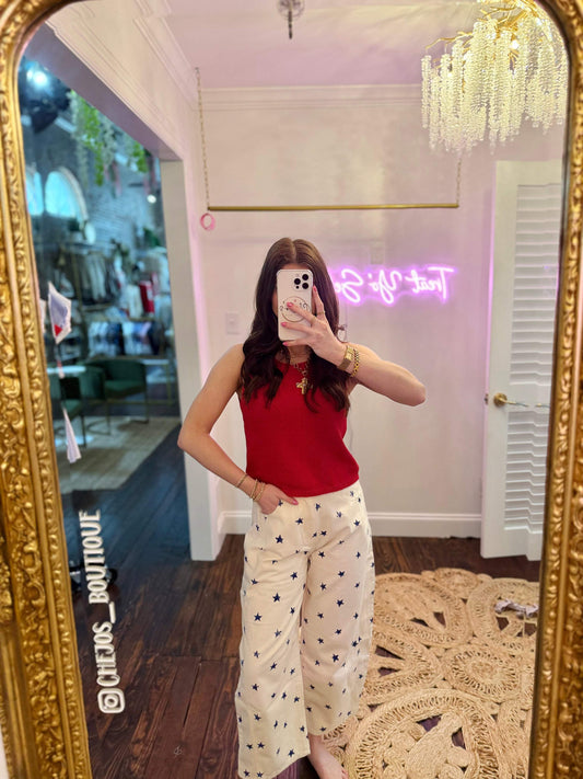 Star Printed Barrel Jeans