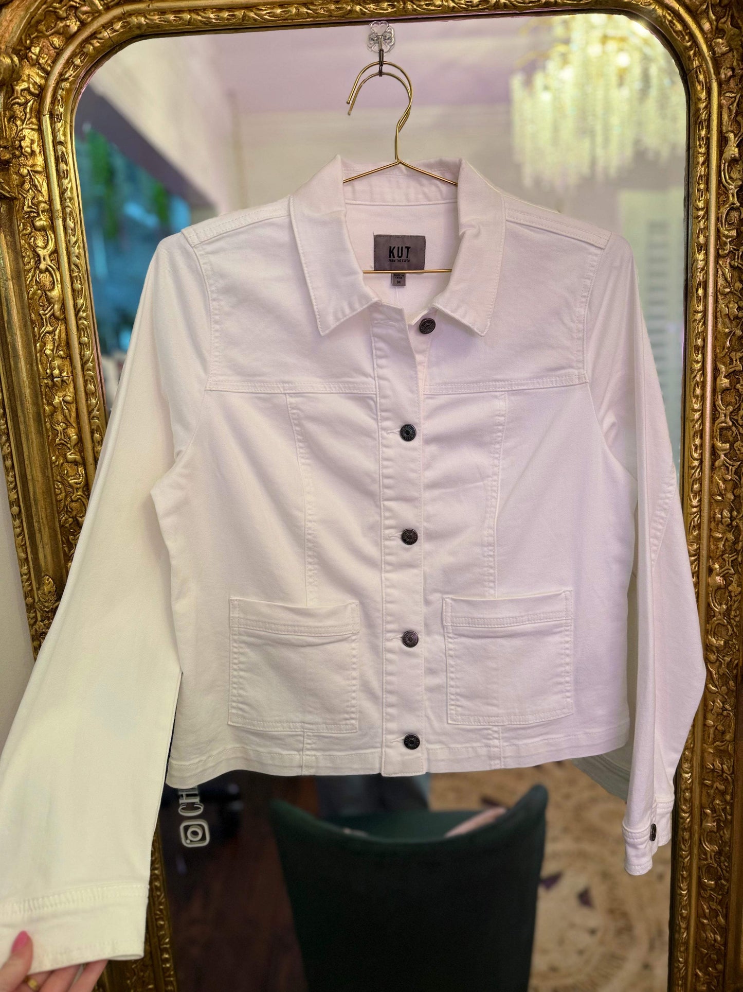 Matilda Crop Trucker Jacket - White | Kut from the Kloth